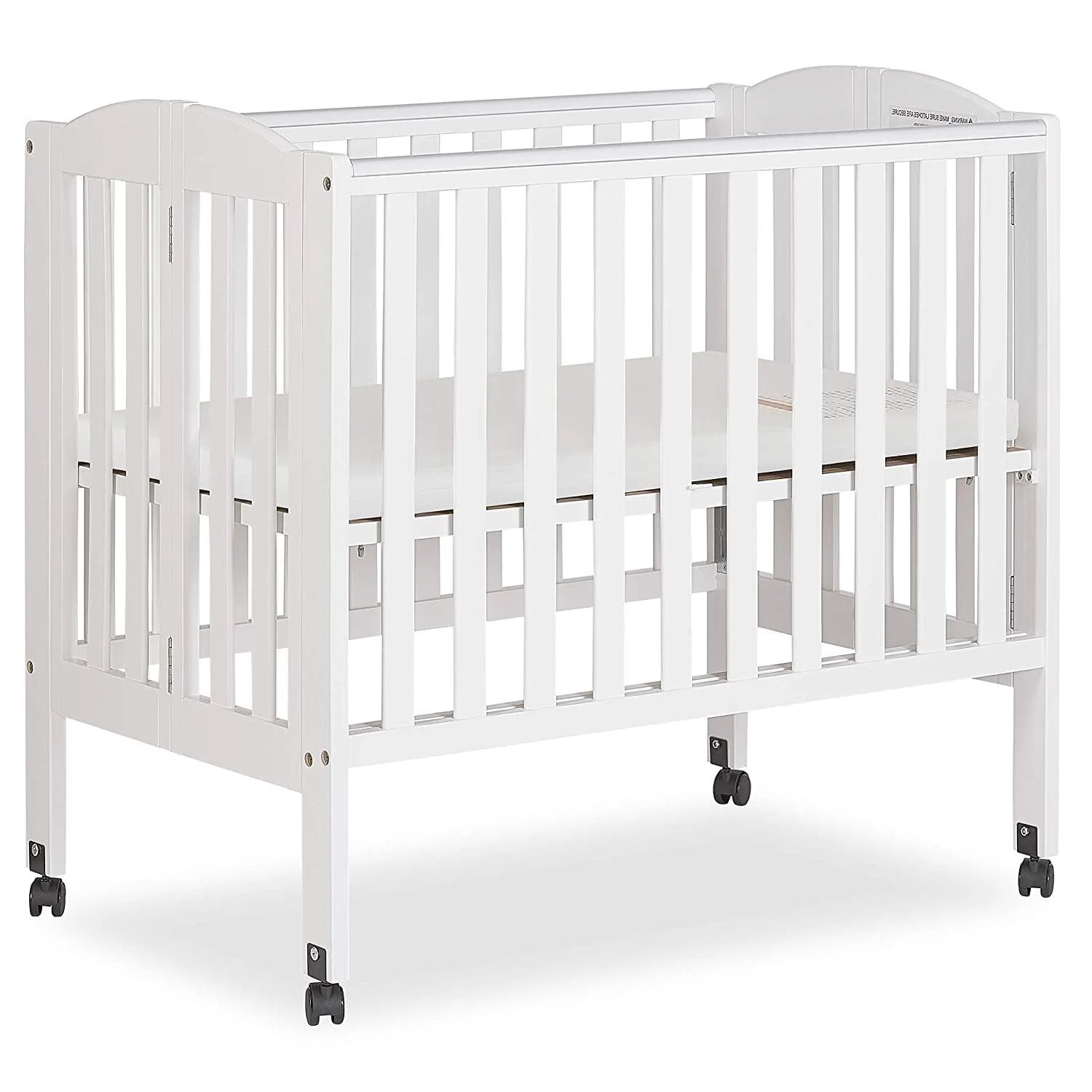 2026 New Dream On Me 2-in-1 Folding Portable Mini Crib in White. Mattress Pad Included. Easy to Fold and Store Baby Crib. Two Adjustable Mattress Height positions Convertible Crib