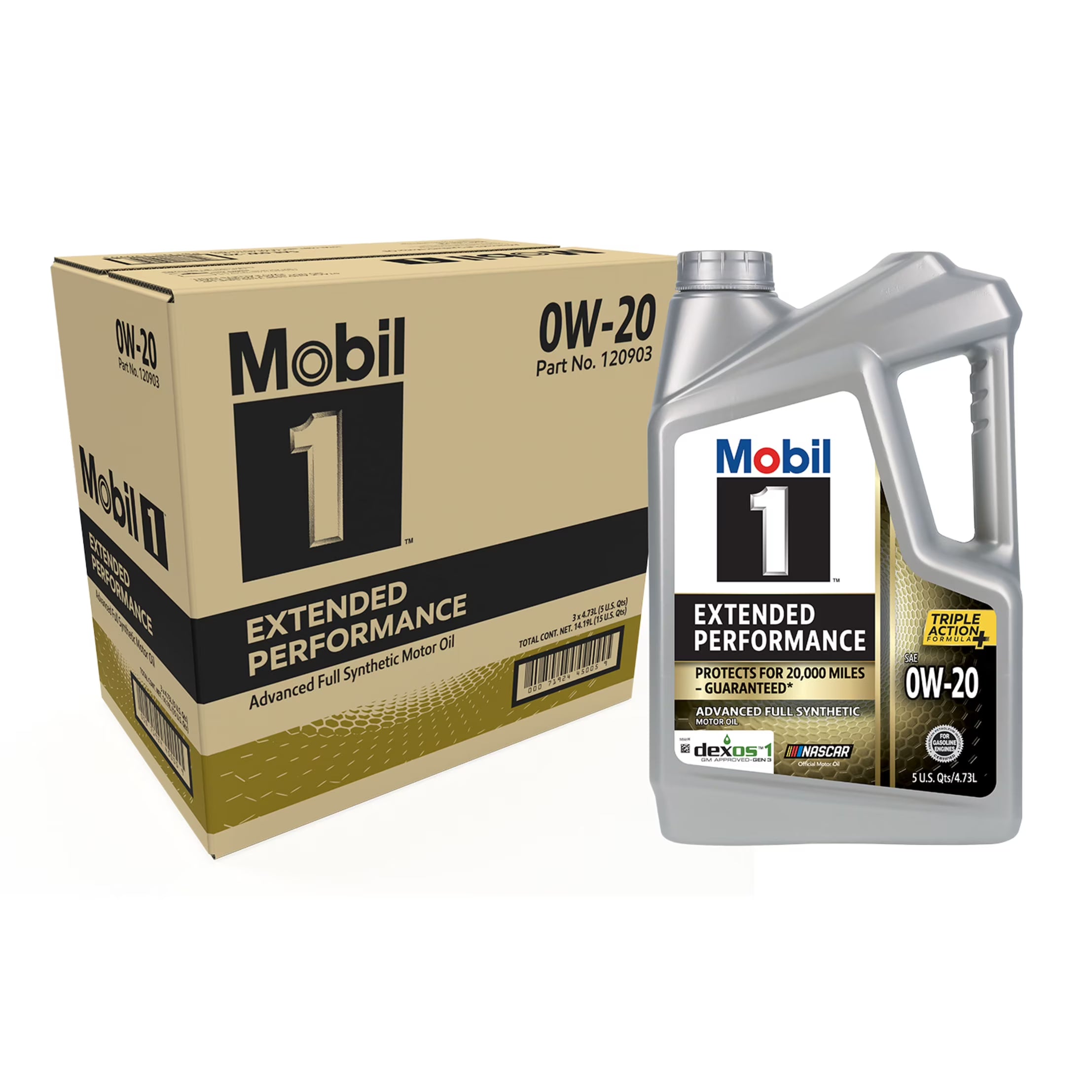 2026 New Mobil 1 Extended Performance Full Synthetic Motor Oil 0W-20, 5 Quart (Pack of 3)