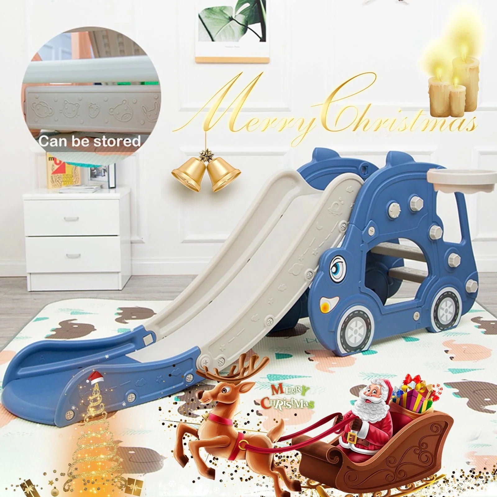 2026 New Raeneomay Kids Toys Sales Clearance Children's Slide Basketball Frame, Climbing Stairs,Unisex,Indoor and Outdoor Use