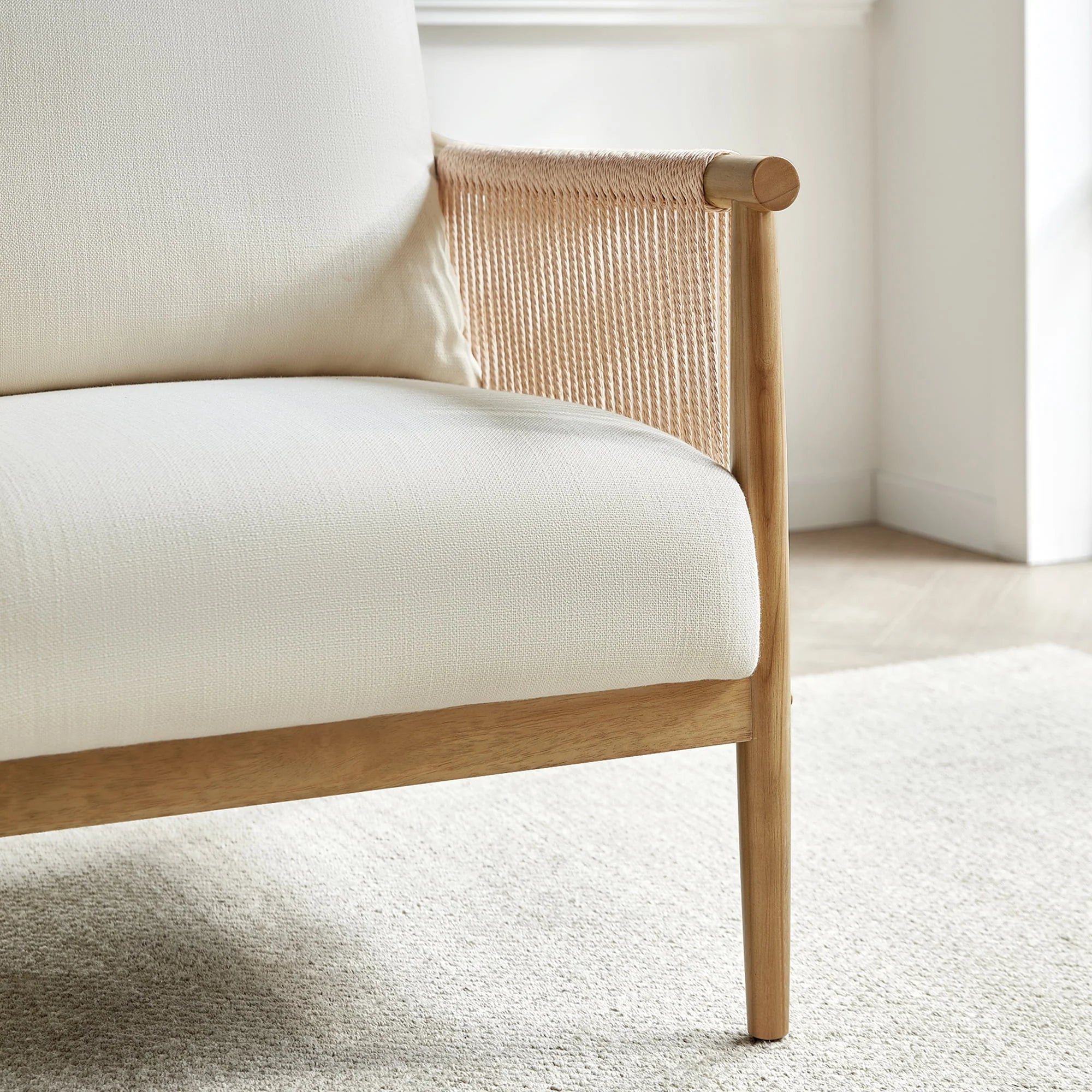 2026 New CHITA Modern Accent Chair, Braid Armchair Living Room Chair, Cream - Image 10