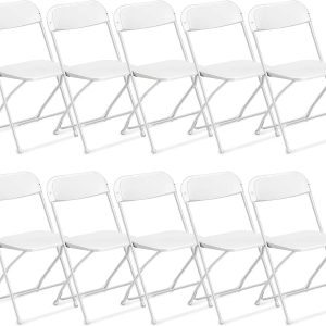 2026 New Ktaxon 10 Pack Commercial Plastic Folding Chairs Stackable Wedding Party Chairs for Adults, White