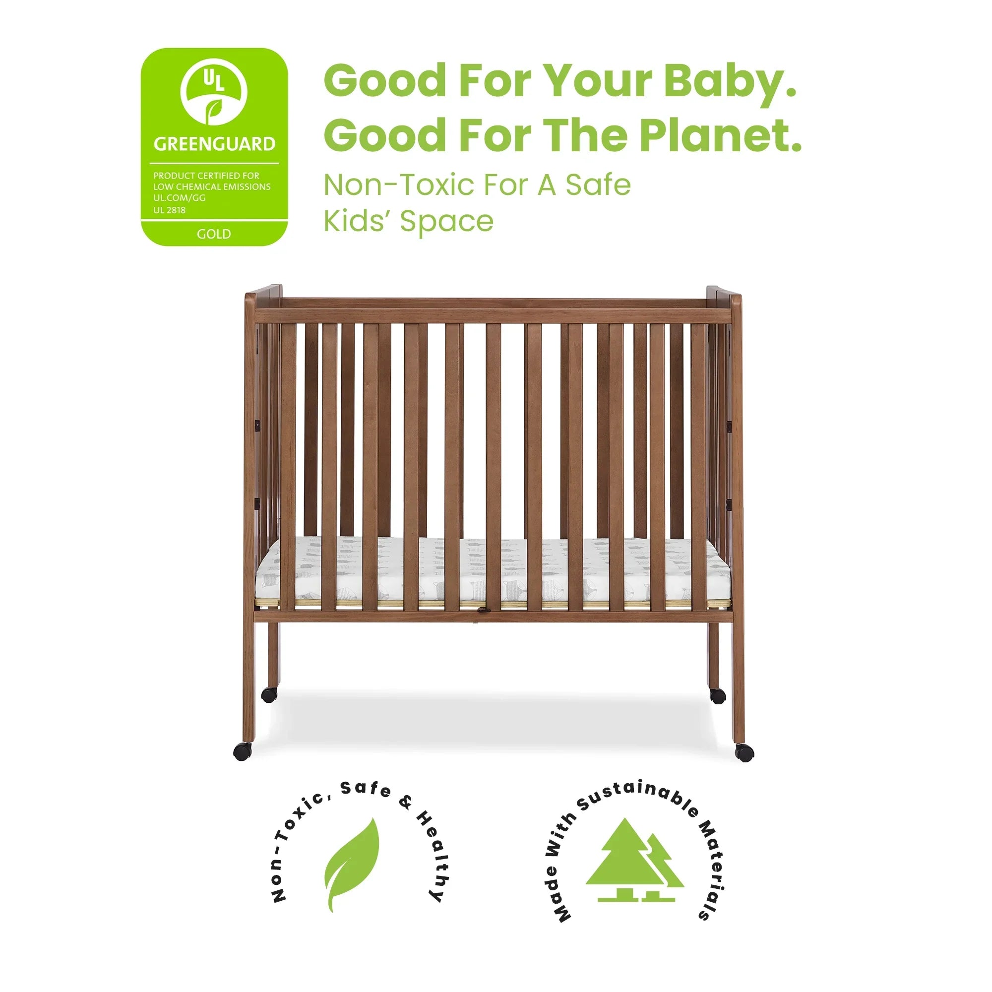 2026 New Delta Children Lee Portable Folding Mini Crib with 1.5-Inch Mattress - Greenguard Gold Certified, Bianca White - Image 35