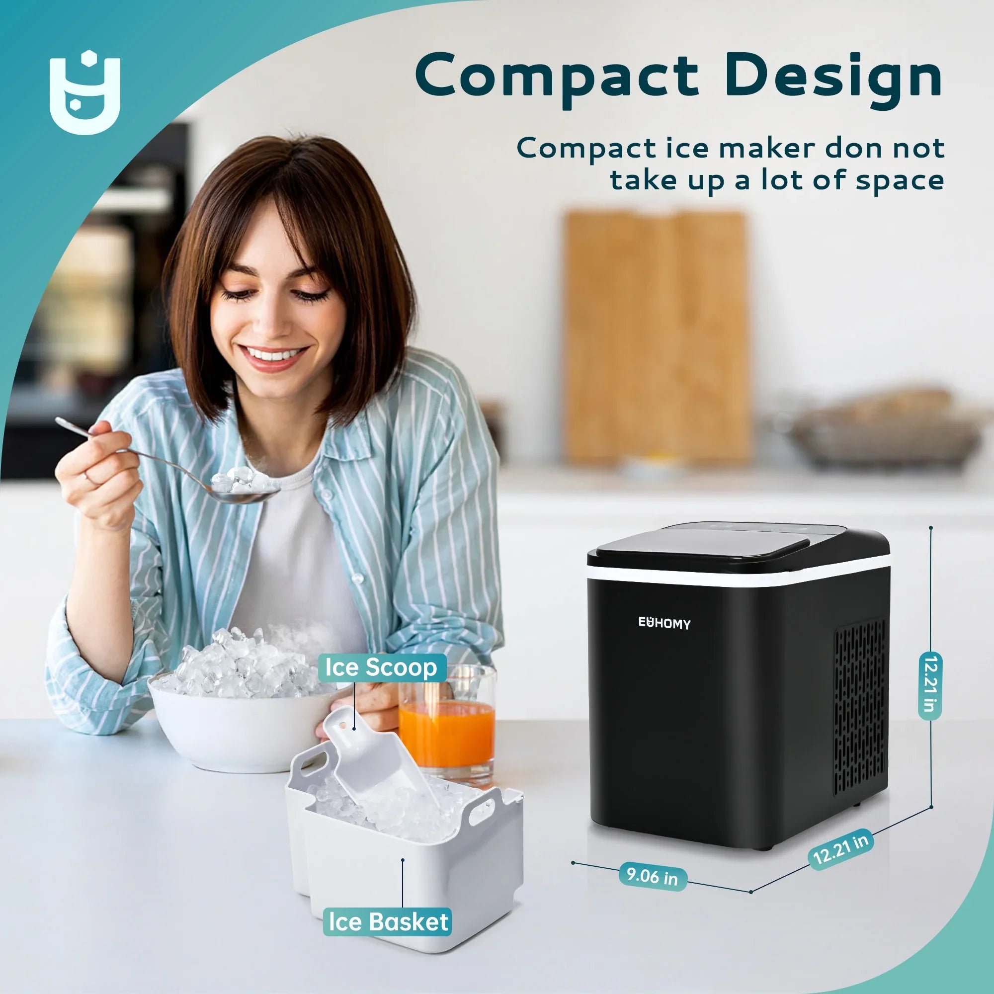 2026 New EUHOMY 35lbs/24H Nugget Ice Maker Countertop, Pebble Ice Maker Machine with Auto-Cleaning, Black - Image 6