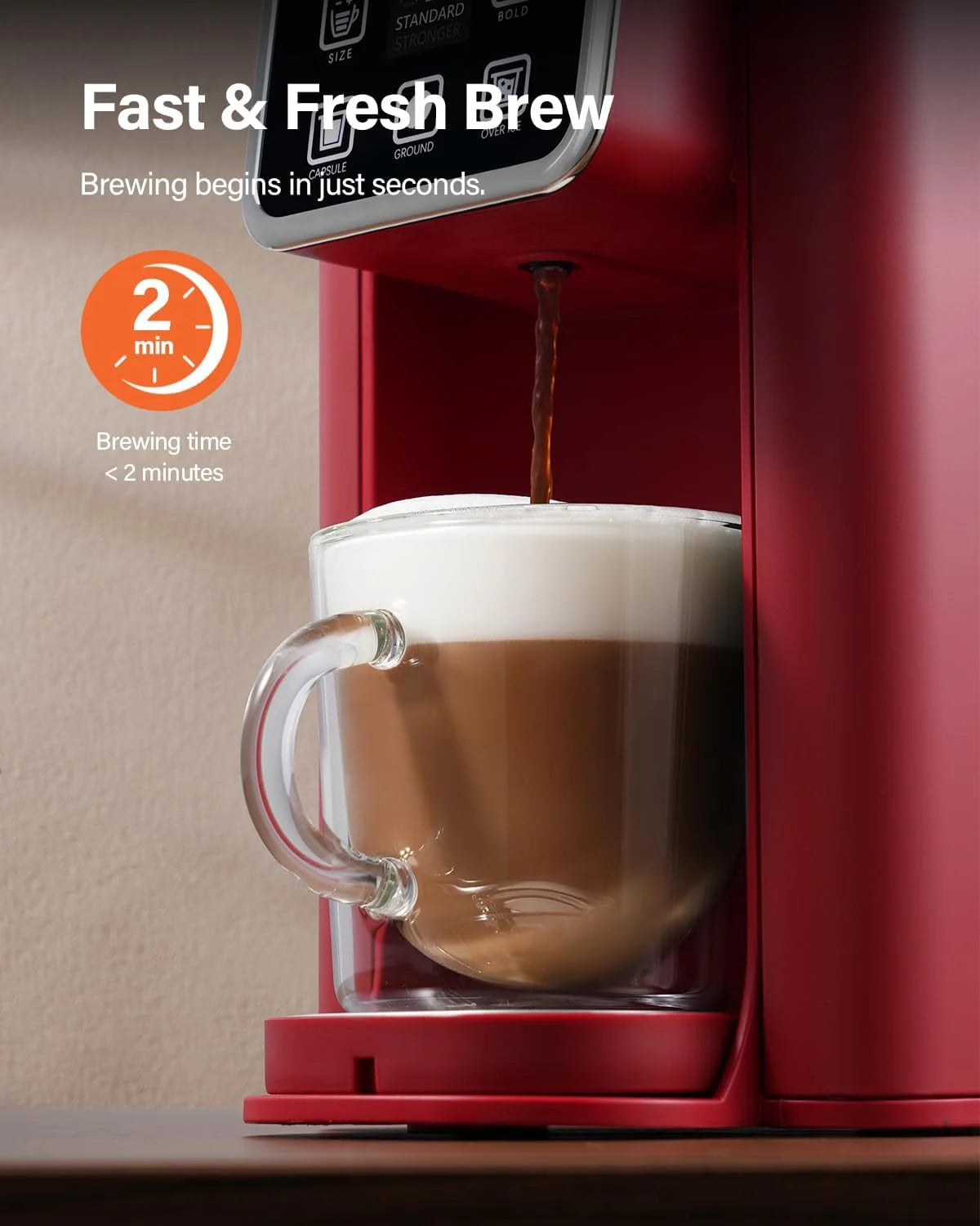 2026 New Single Serve Coffee Maker, Hot and Iced Coffee Machine for K-Cup Pods & Ground Coffee, 6 to 14 oz Brew Sizes, 50 oz Removable Water Tank, Bold Brew Setting, Stainless Steel, Black - Image 13