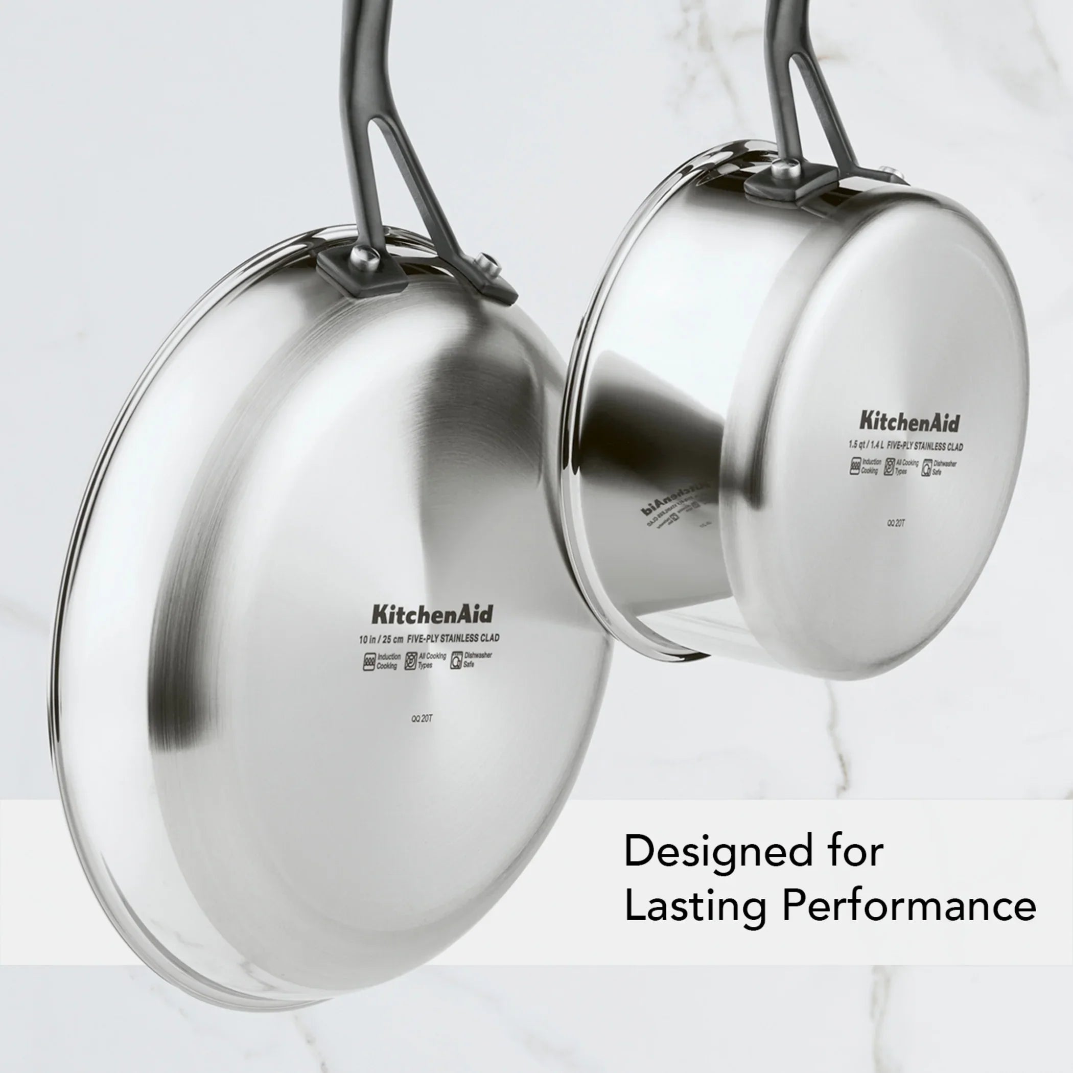 2026 New KitchenAid 5-Ply Clad 10 Pcs Stainless Steel Cookware Induction Pots and Pans Set, Dishwasher Safe, Metal Utensil, Broiler and Oven Safe to 500" F, Polished Stainless Steel - Image 5