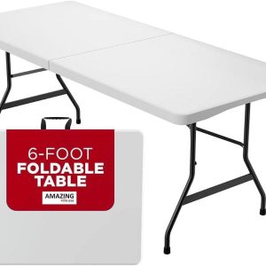 2026 New Amazing for less 8ft Folding Table White Plastic Portable Long Foldable Tables Indoor Outdoor Party Picnic Camping Fold Table 8 Foot (4ft, 6ft, 8ft)