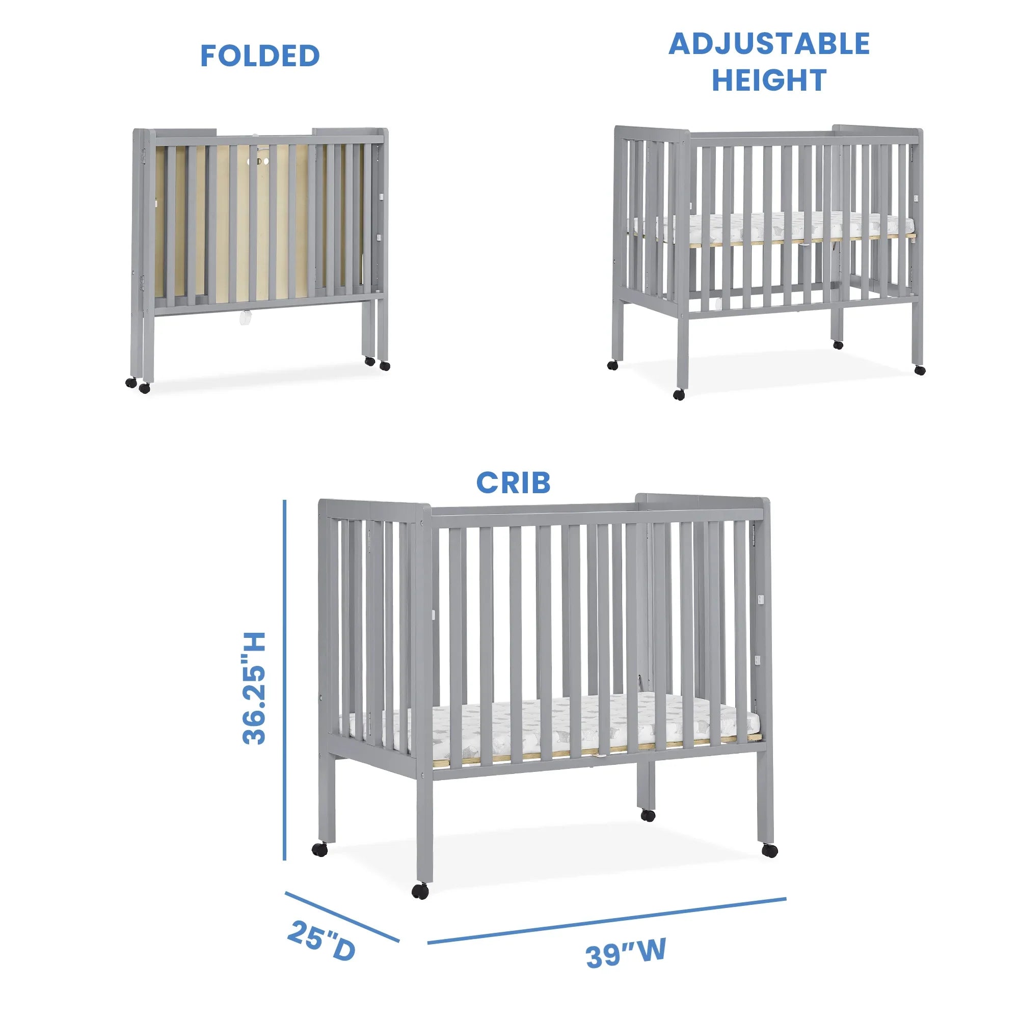 2026 New Delta Children Lee Portable Folding Mini Crib with 1.5-Inch Mattress - Greenguard Gold Certified, Bianca White - Image 22