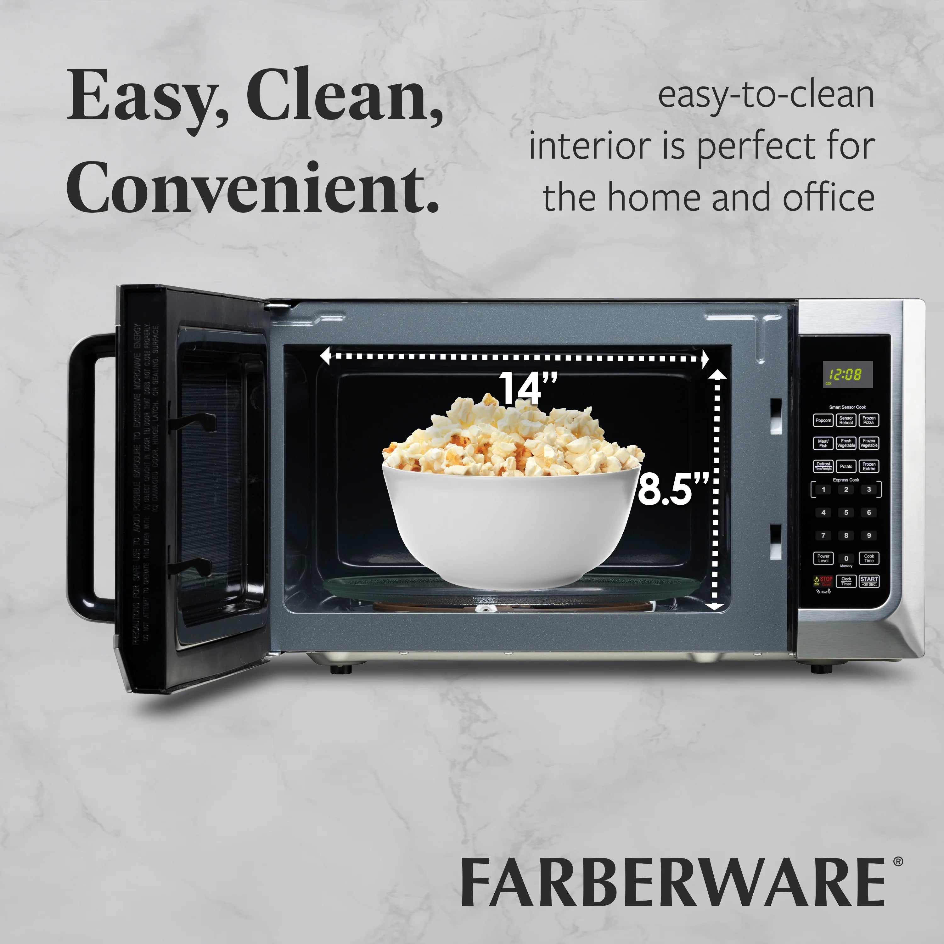 2026 New Farberware Countertop Microwave Ov 1100 Watts, 2.2 cu ft - Smart Sensor With LED Lighting and Child Lock - Perfect for Apartments and Dorms - Easy Clean Black Interior, Stainless Steel - Image 27