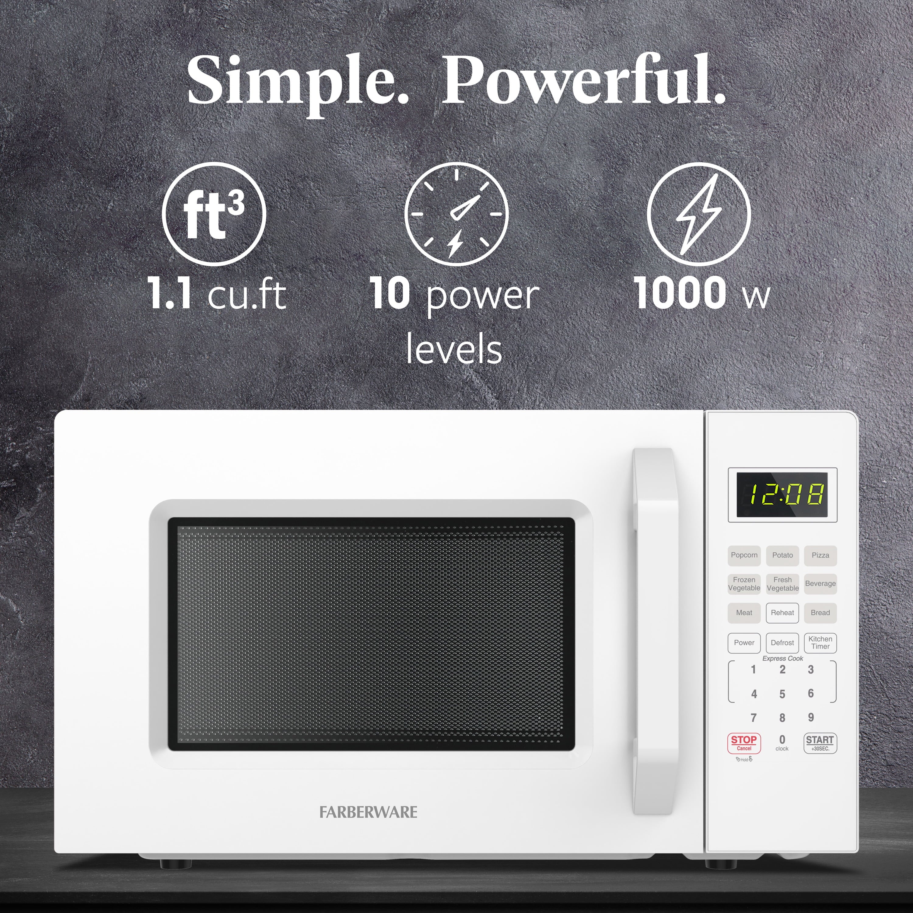 2026 New Farberware 1.1 Cu. Ft. 1000-Watt Compact Microwave Oven, Black - Image 45