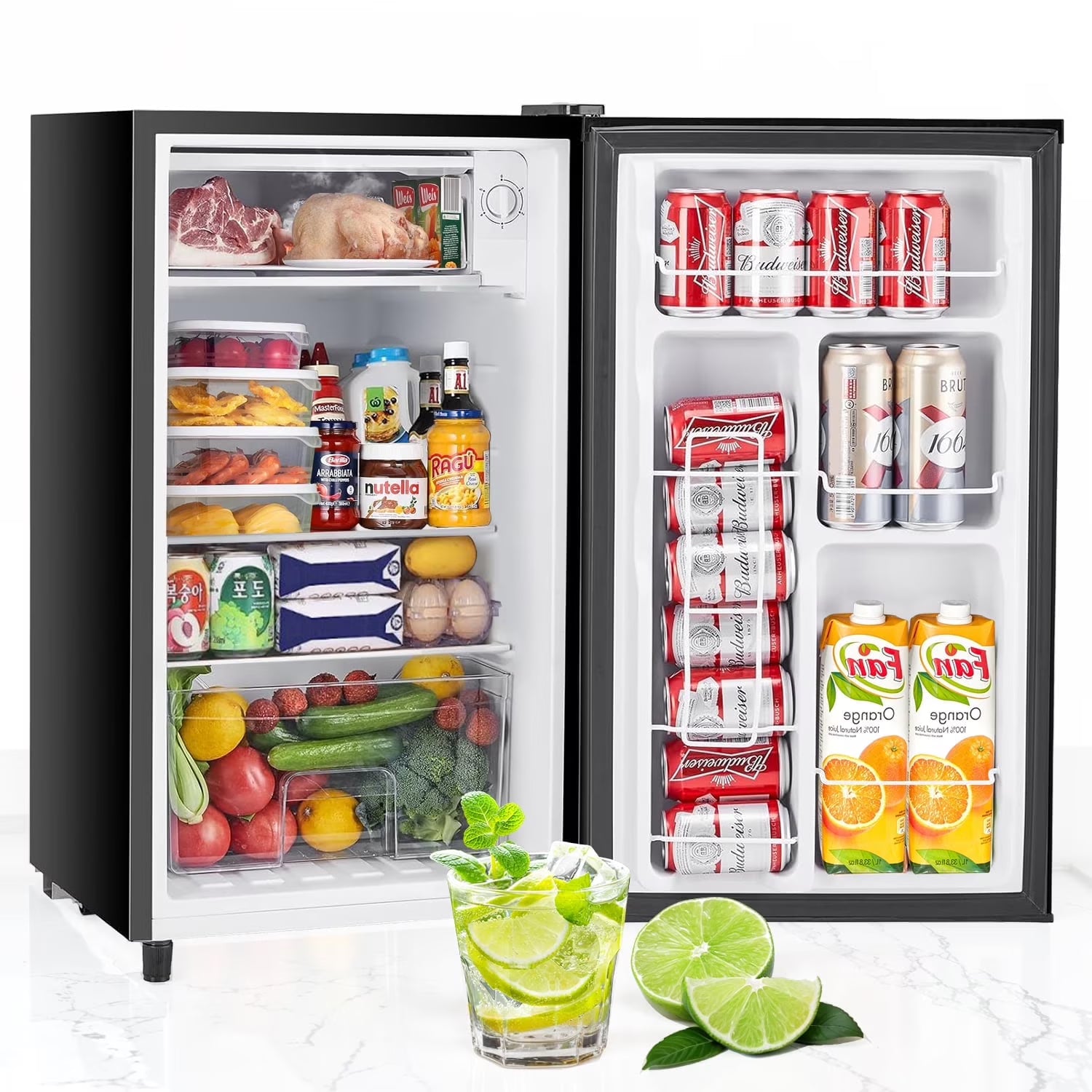 2026 New Beddle Mini Fridge with Freezer 3.2 Cu.ft Small Refrigerator for Dorm Bedroom, Compact Refrigerators Single Door Adjustable Thermostat Low Noise,Silver - Image 3