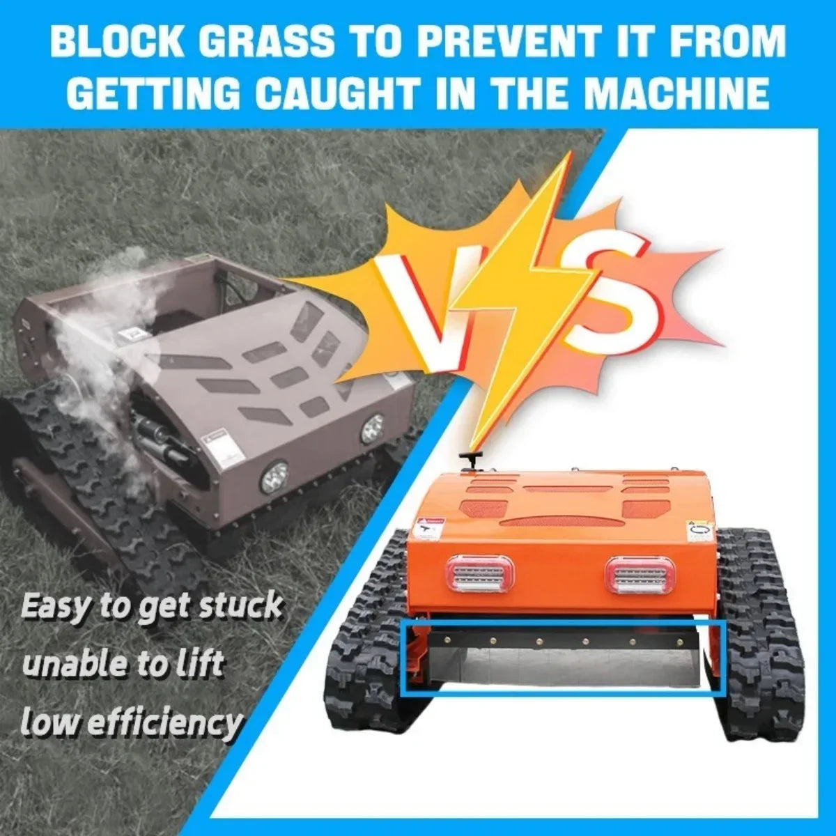 2026 New MachPro 300 lbs 9 HP Orange Remote Control Lawn, Mower Manganese Steel Blade, Adjustable Cutting Height, Speed, All Terrain Cordless Grass Cutter - Image 6