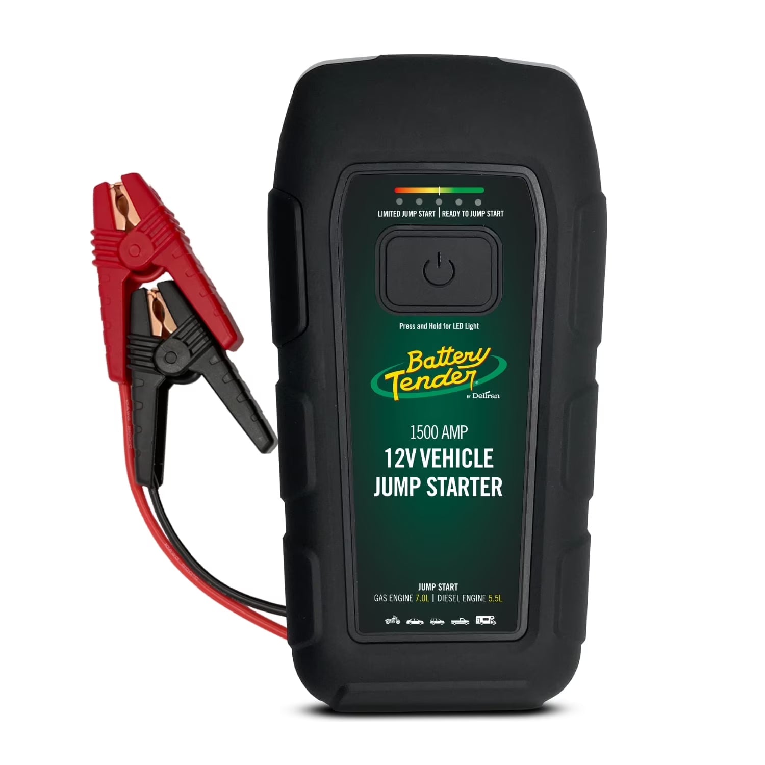 2026 New Battery Tender 1500 AMP Lithium Jump Starter - 12000mAh Portable Power Station - LED Flashlight Emergency Strobe - 3 Fast USB Charging Ports - 030-2020-WH