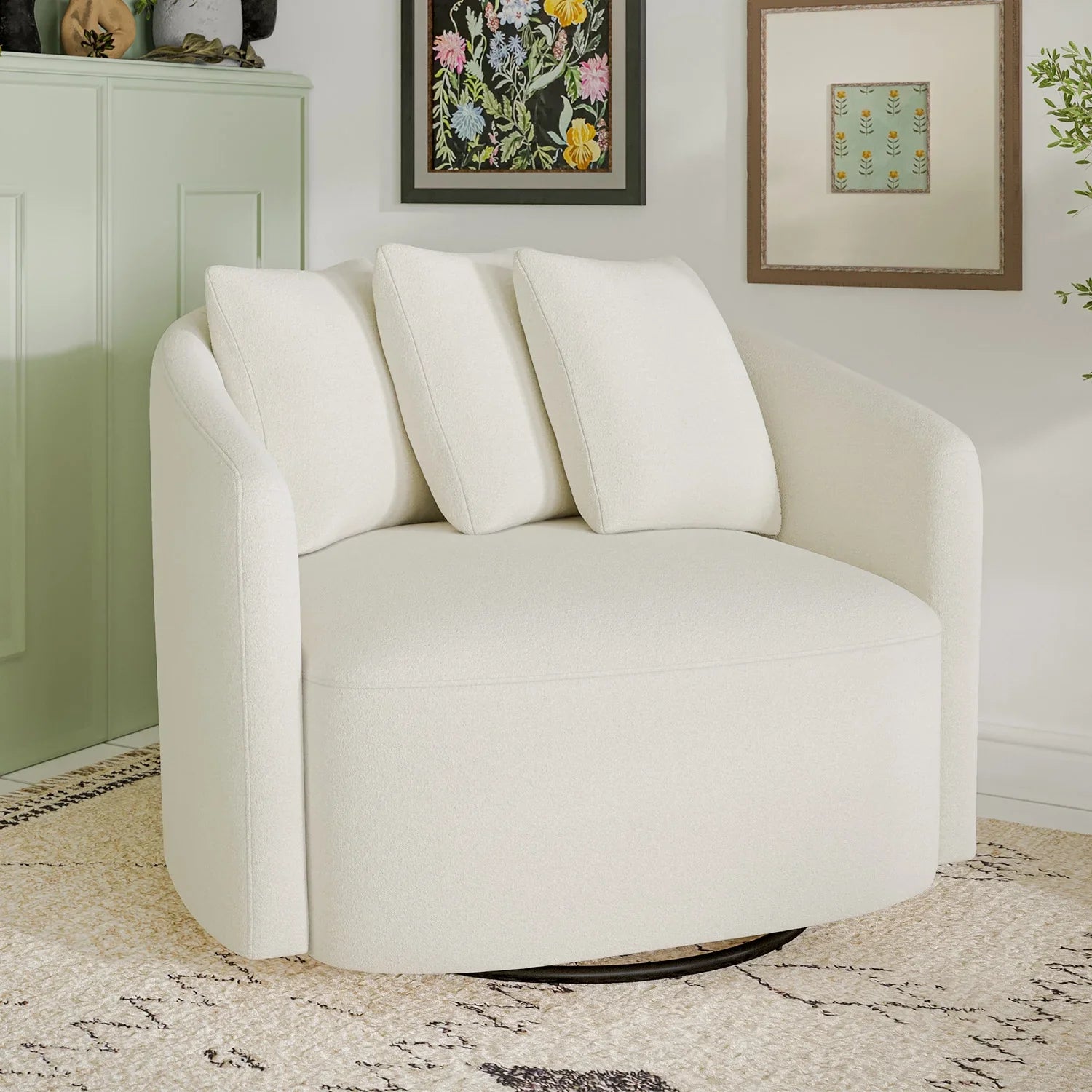 2026 New Beautiful Drew Accent Chair by Drew Barrymore, Cream Boucle - Image 11