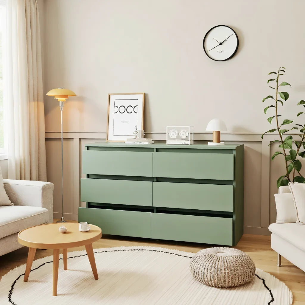 2026 New Kadyn Modern 6 Drawer Dresser Wood Cabinet,Dresser for Bedroom, Kitchen Storage Cabinet with Drawers, Chest of Drawers(Black) - Image 63