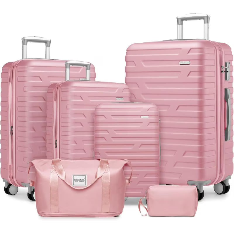 2026 New Luggage Sets 6 Piece with Duffel Bags, Hardside Expandable Suitcases with Spinner Wheels TSA Lock, Cream