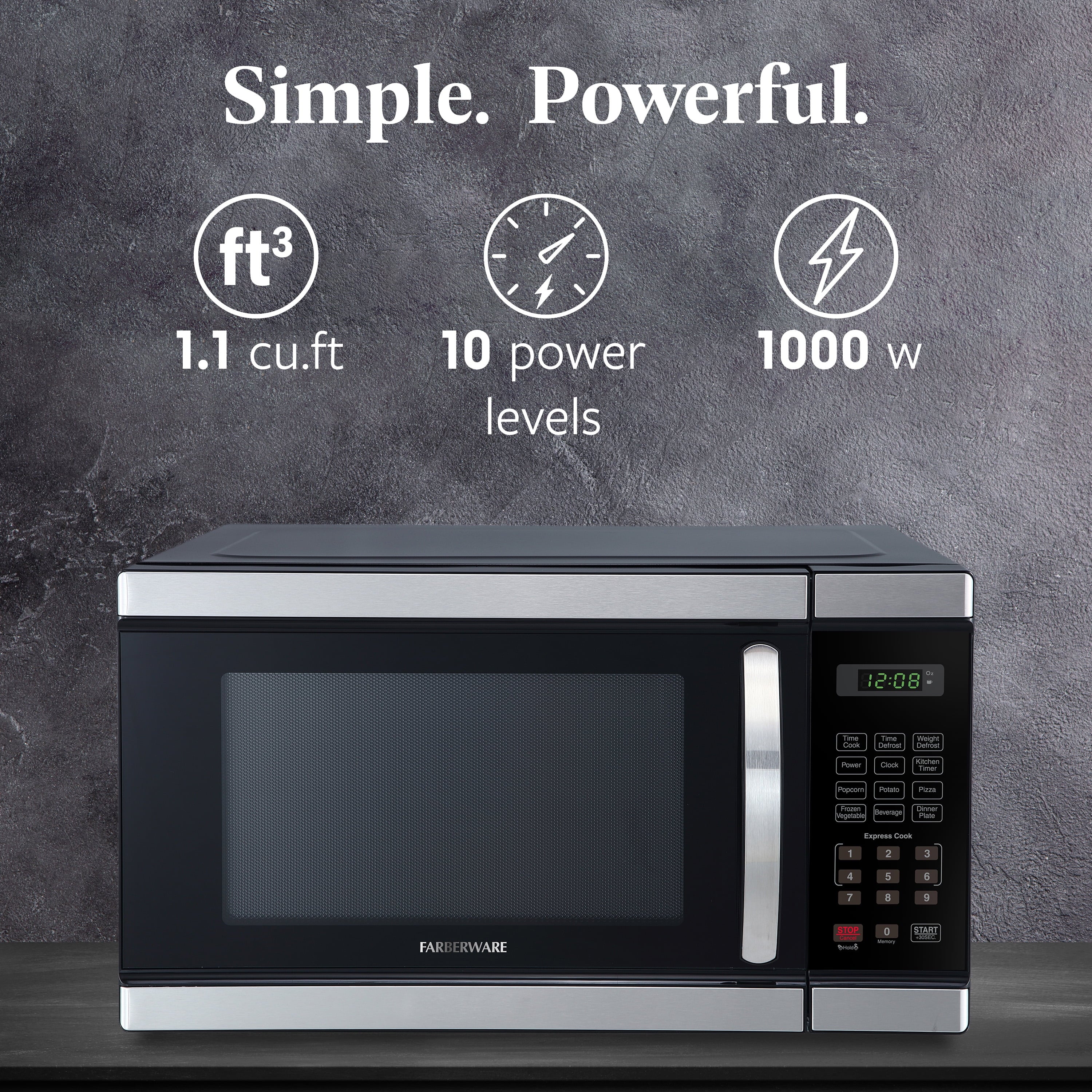 2026 New Farberware Countertop Microwave Ov 1100 Watts, 2.2 cu ft - Smart Sensor With LED Lighting and Child Lock - Perfect for Apartments and Dorms - Easy Clean Black Interior, Stainless Steel - Image 59
