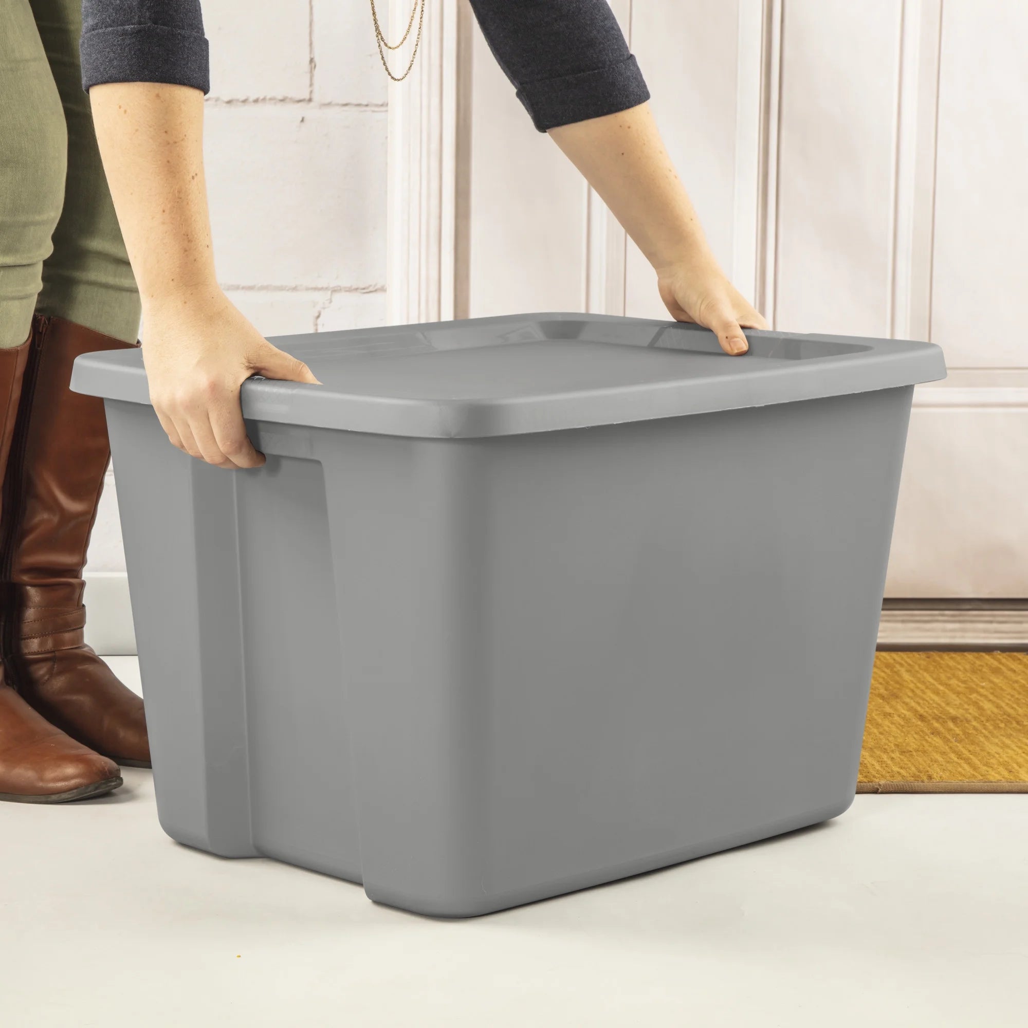 2026 New Sterilite 18 Gallon Tote, Plastic Storage Bin with Snap-on Lid, Gray, 8 Count - Image 3