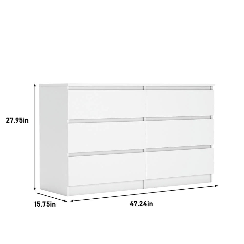 2026 New Kadyn Modern 6 Drawer Dresser Wood Cabinet,Dresser for Bedroom, Kitchen Storage Cabinet with Drawers, Chest of Drawers(Black) - Image 94