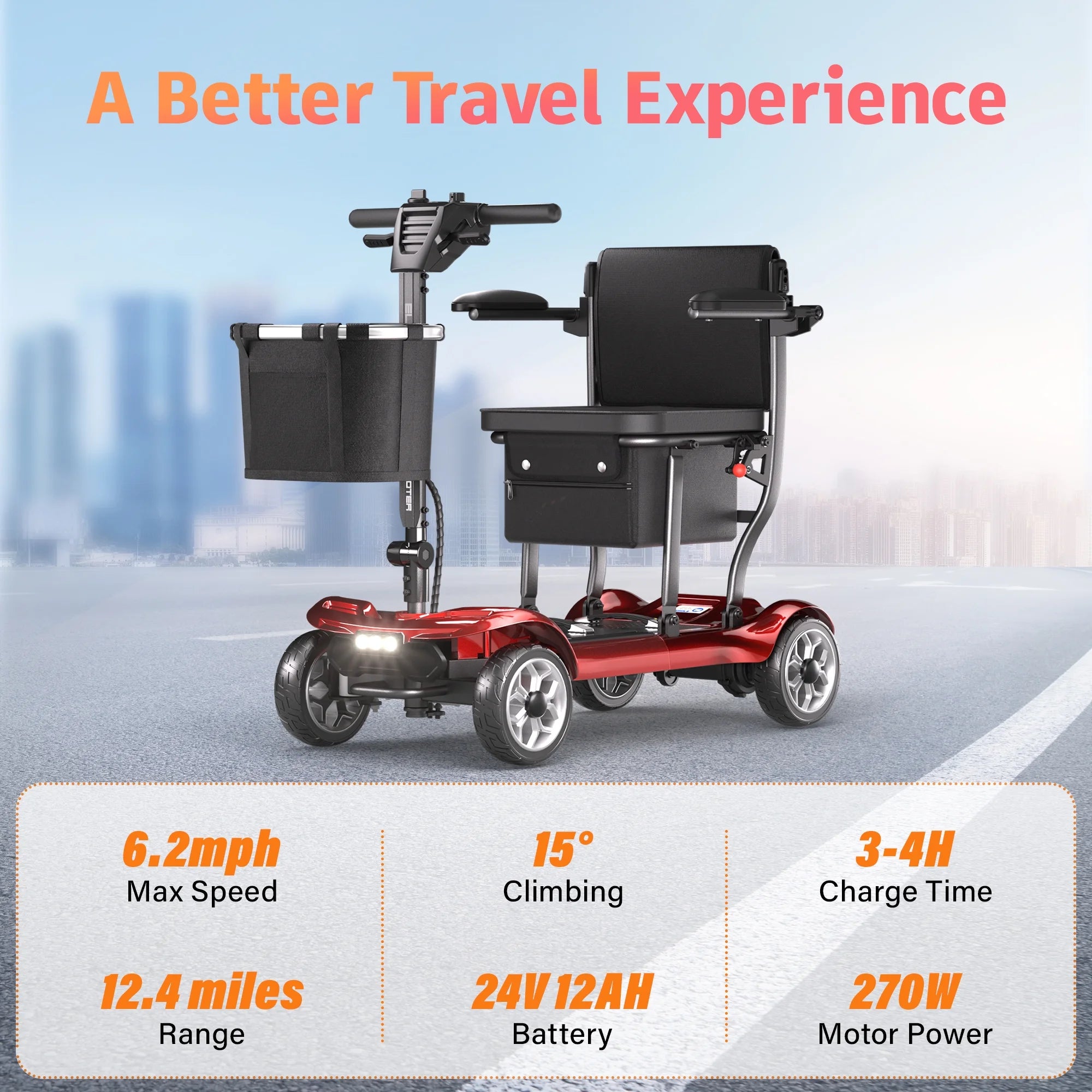 2026 New EAGLOG Light Weight 4 Wheels Mobility Scooter for Seniors, Electric Folding Wheelchair Device for Travel, Black - Image 28