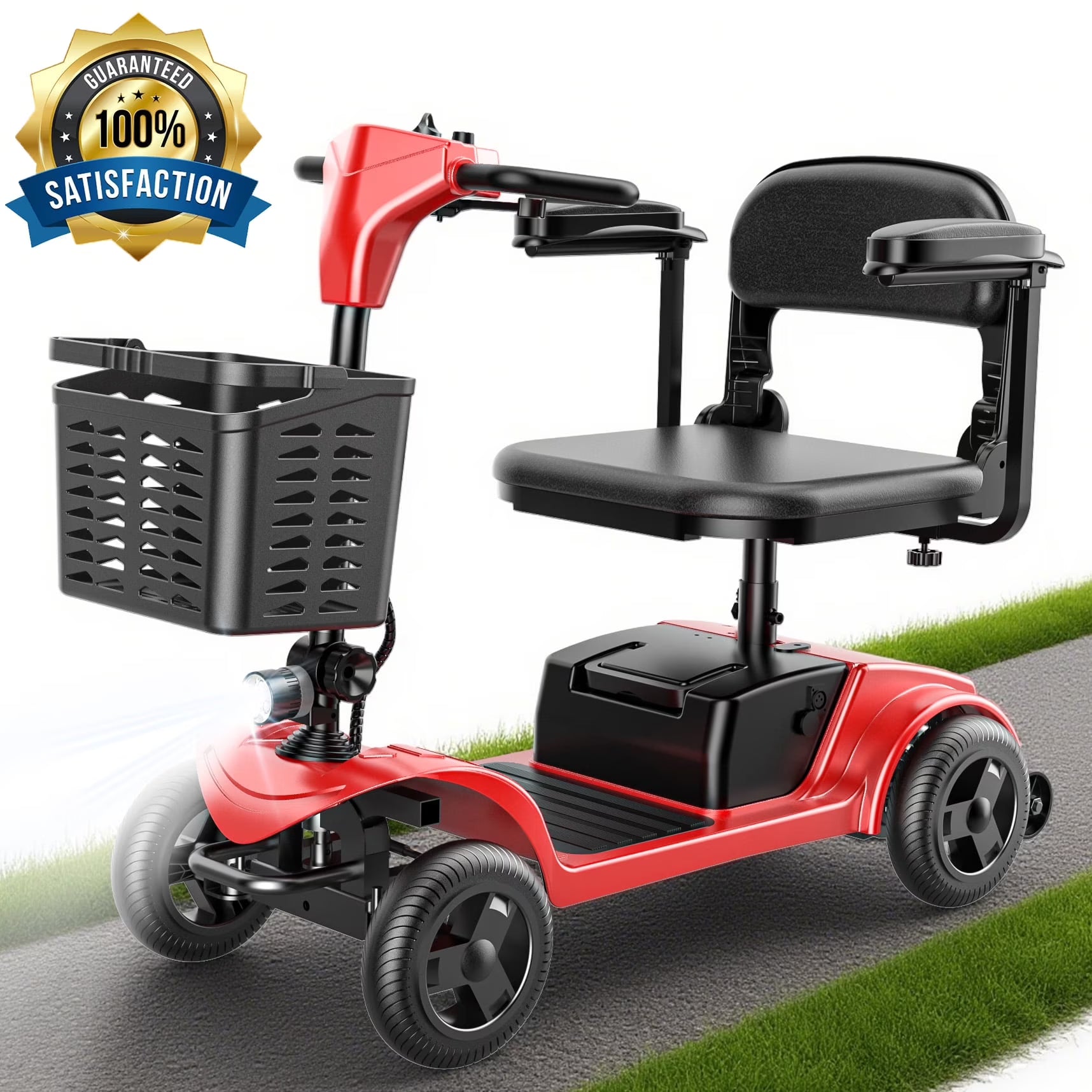 2026 New iScooter 4 Wheel Mobility Scooter for Seniors, Wider Seats & Foldale Electric Wheelchair Device for Travel, Upgraded for Superior Performance, Red