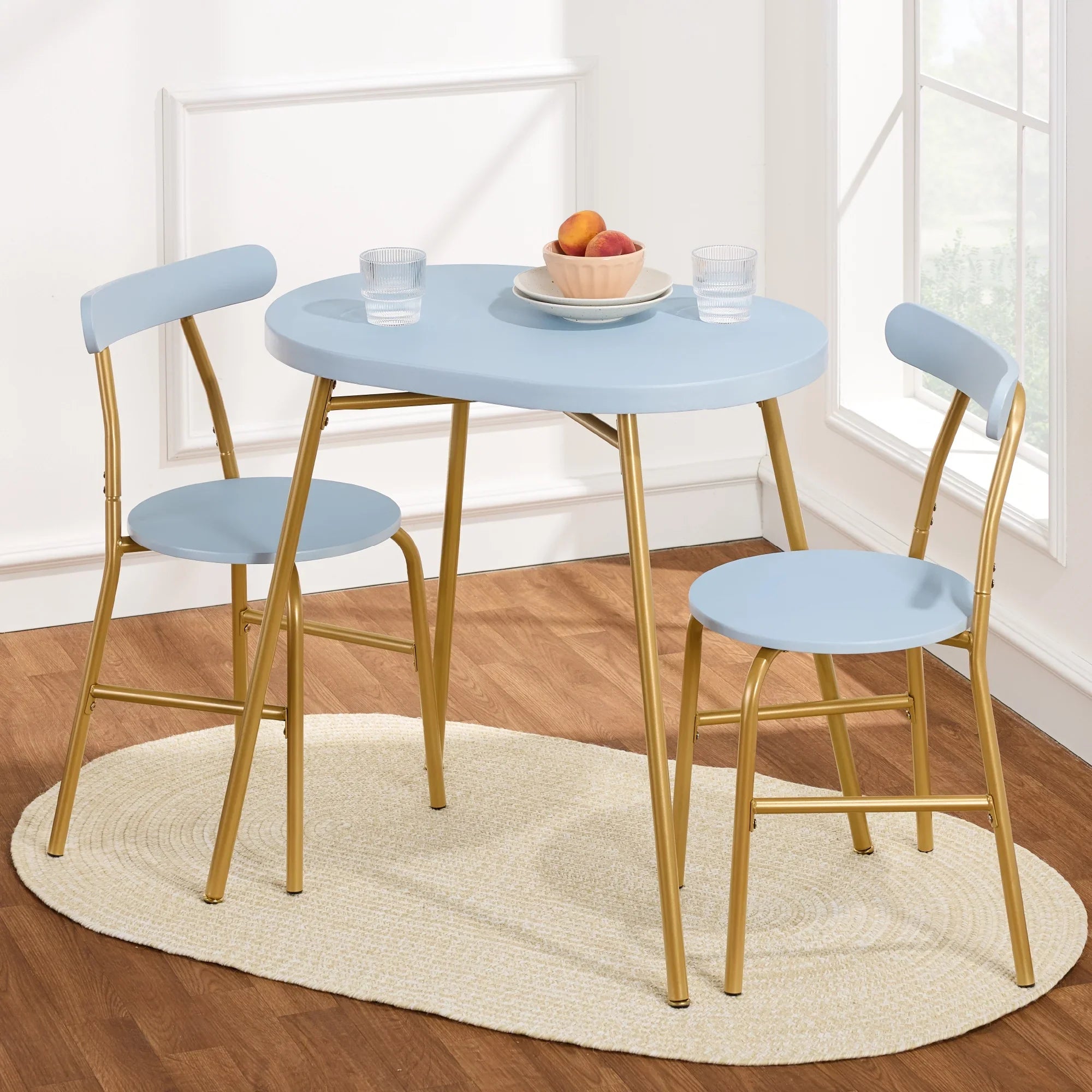 2026 New Best Choice Products 3-Piece Modern Oval Dining Table Set, Small Kitchen Dinette w/ 2 Chairs - Black/Black - Image 30