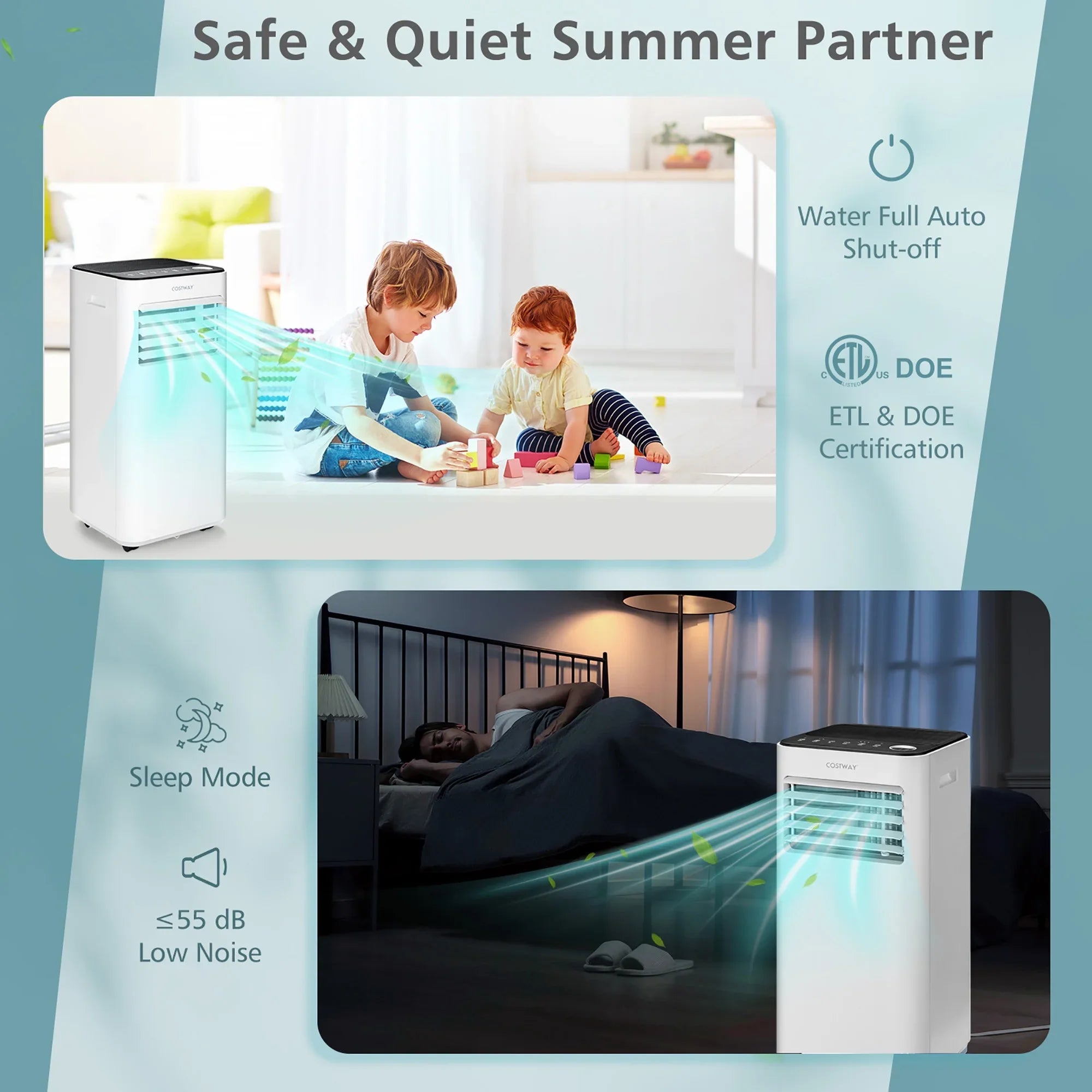 2026 New Costway 10000 BTU Portable Air Conditioner 3-in-1 Air Cooler with Fan Dehum Sleep Mode - Image 5