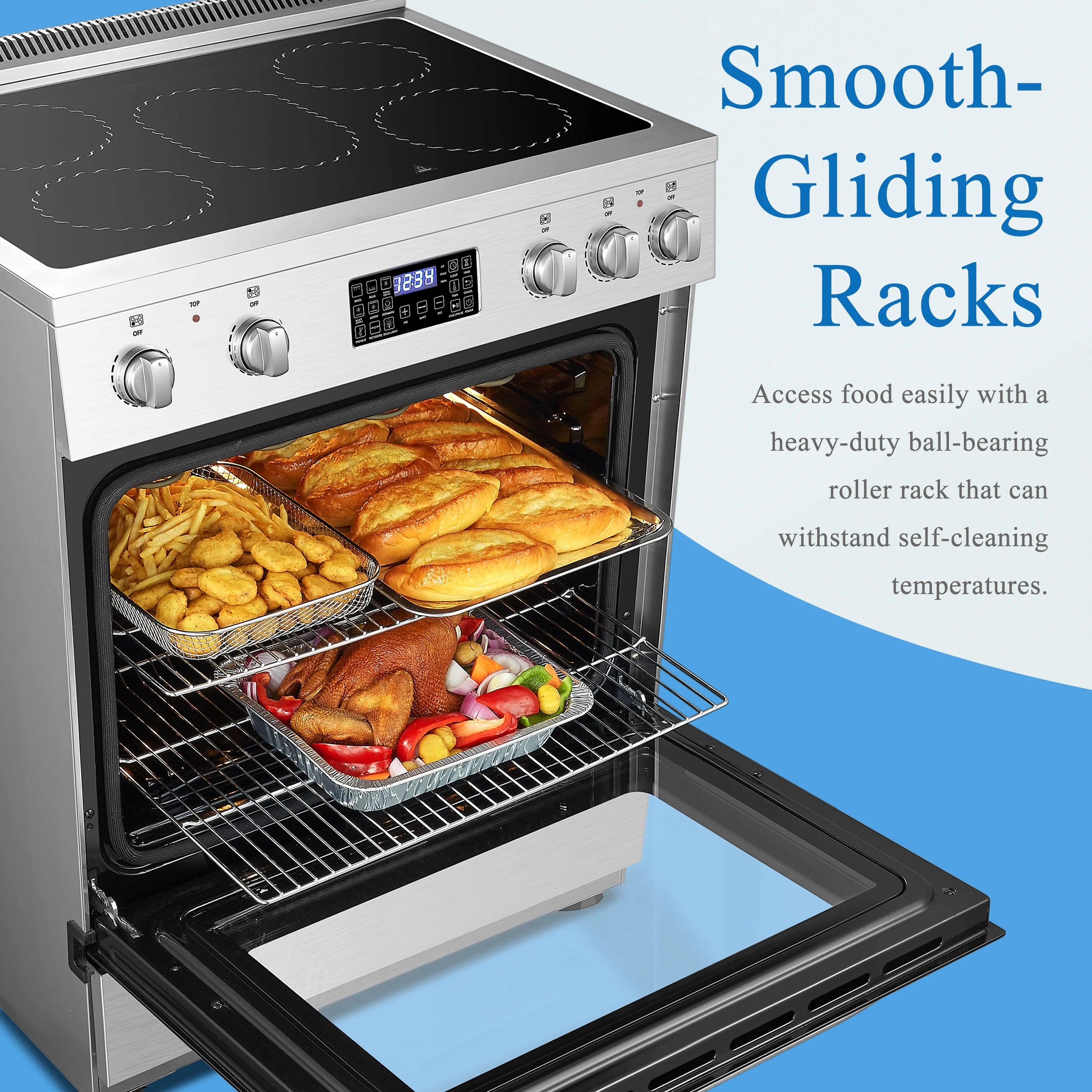 2026 New Lanbo 30 inch 5.9 CU.ft. Freestanding Electric Convection Range with Air Fry and Rotisserie, Electric cord or plug is not included - Image 16