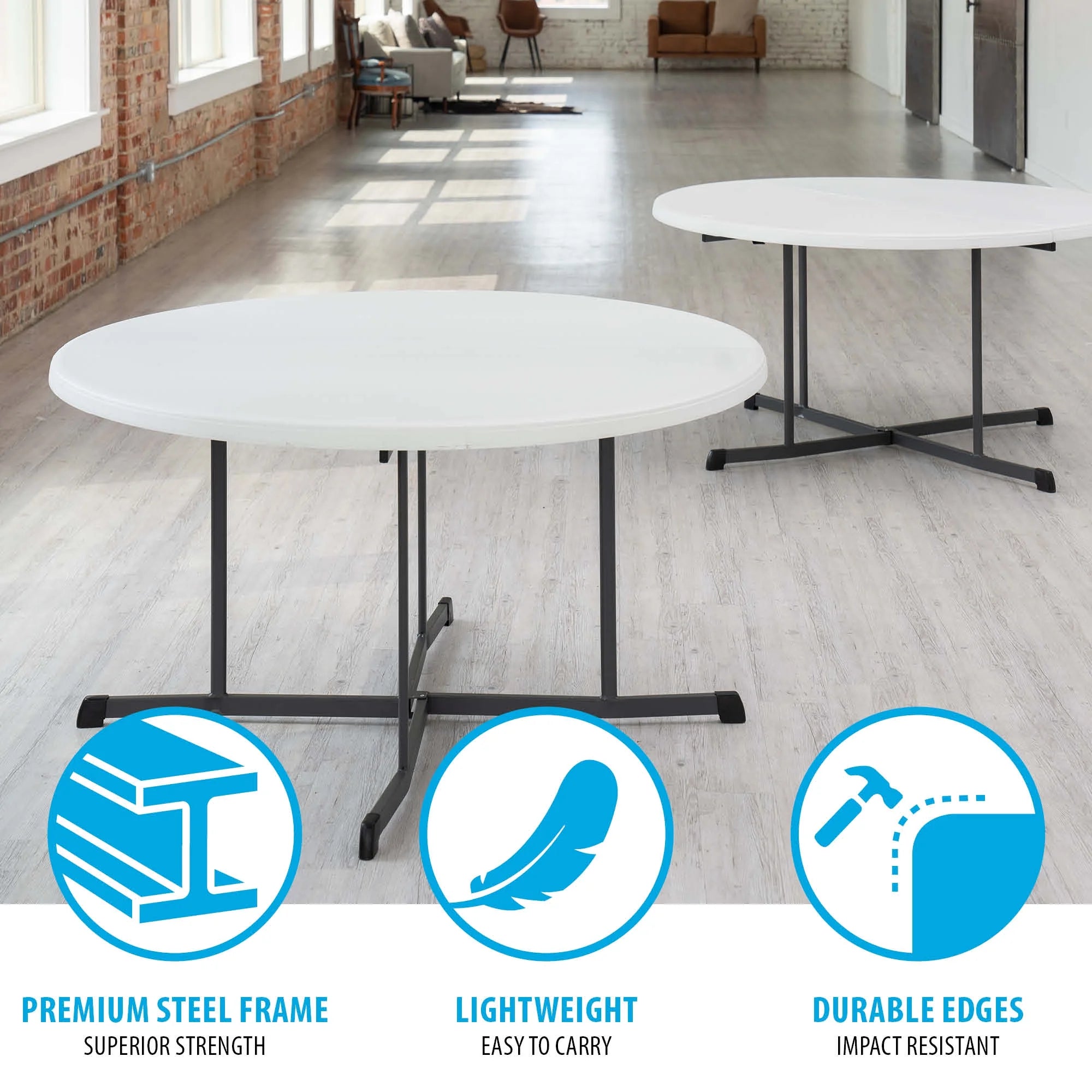 2026 New Lifetime 60" Centerfold Indoor/Outdoor Commercial Grade Folding Round Table, Almond 1 Piece 1 Count (80806) - Image 6