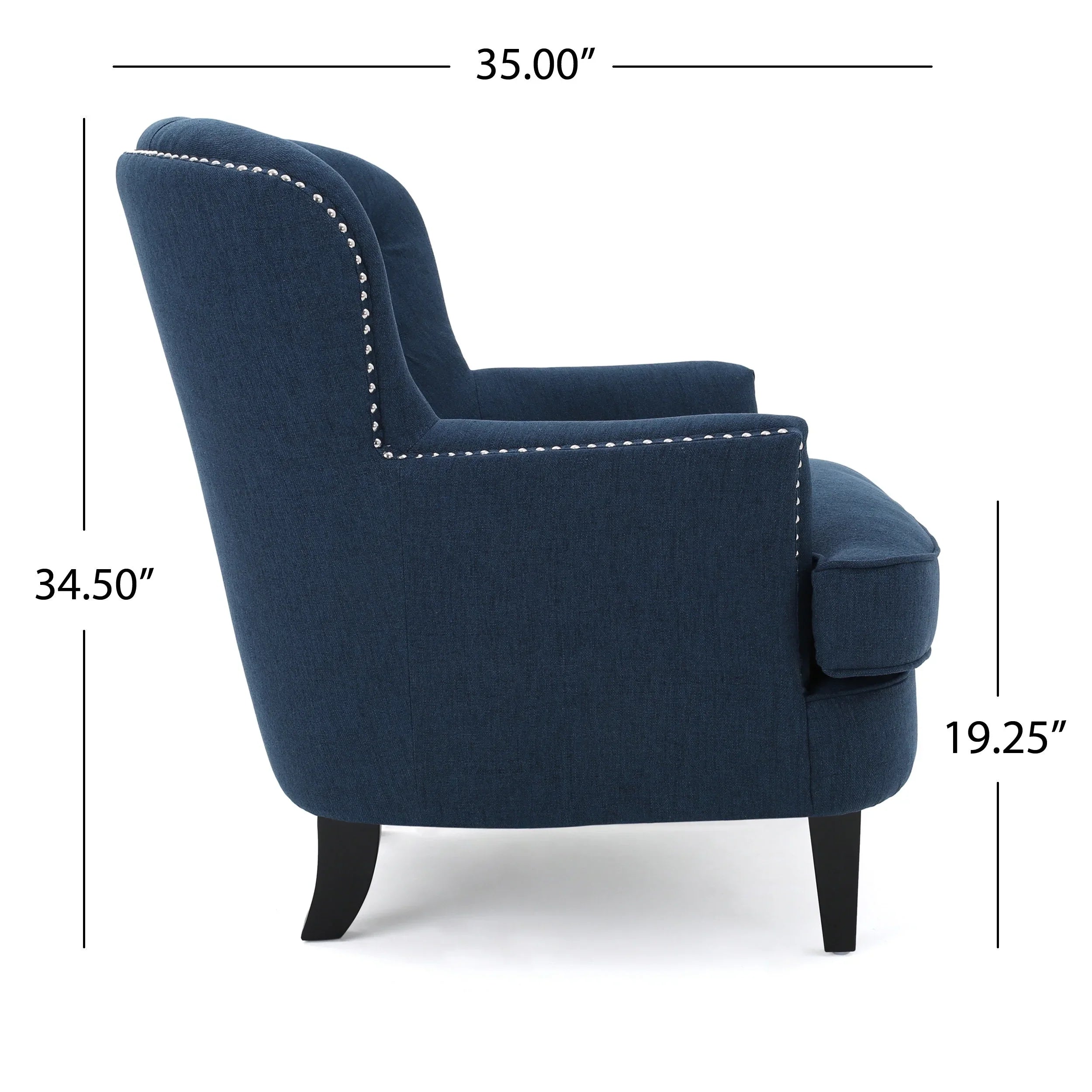 2026 New Noble House Tanner Tufted Fabric Club Accent Chair, Dark Blue - Image 11