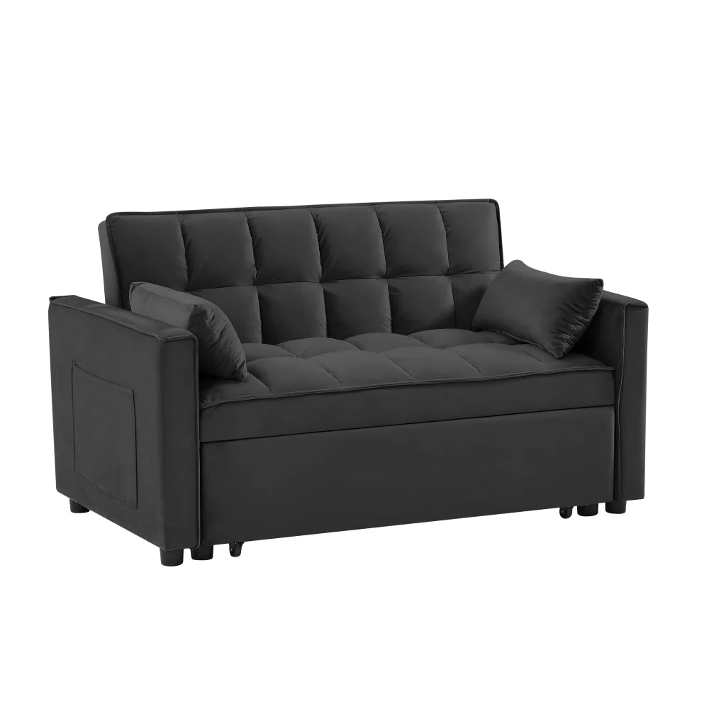 2026 New Convertible Sofa Bed,3-in-1 Sleeper Sofa with Pull Out Bed,Velvet Highly Elastic Sponge Futon Couch Loveseat with Adjustable Backrest and 2 Pillows for Living Room,Gray - Image 16