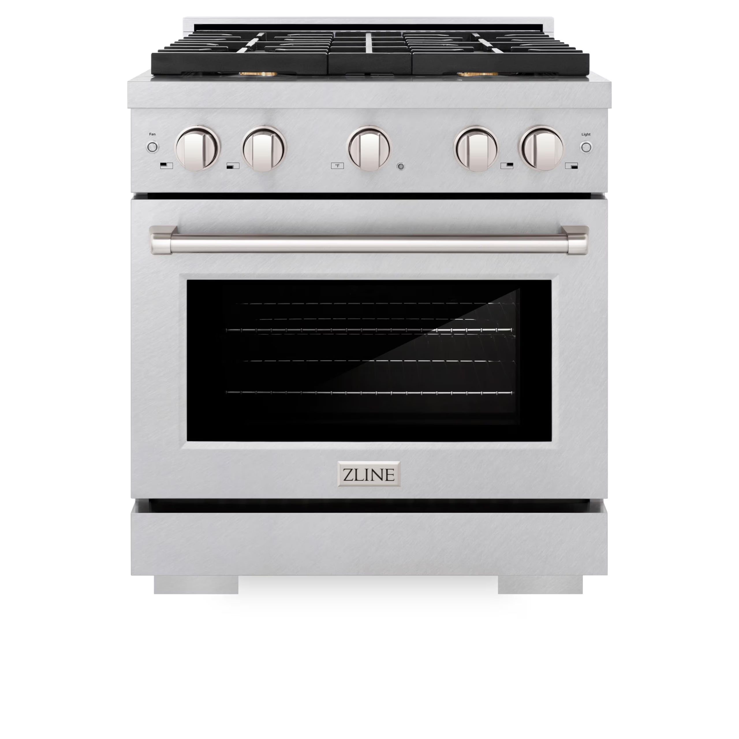 2026 New ZLINE 30 in. 4.2 cu. ft. Paramount Dual Fuel Range with Gas Cooktop and Electric Convection Oven in DuraSnow Stainless Steel with 4 Brass Burners (SDRS-BR-30)