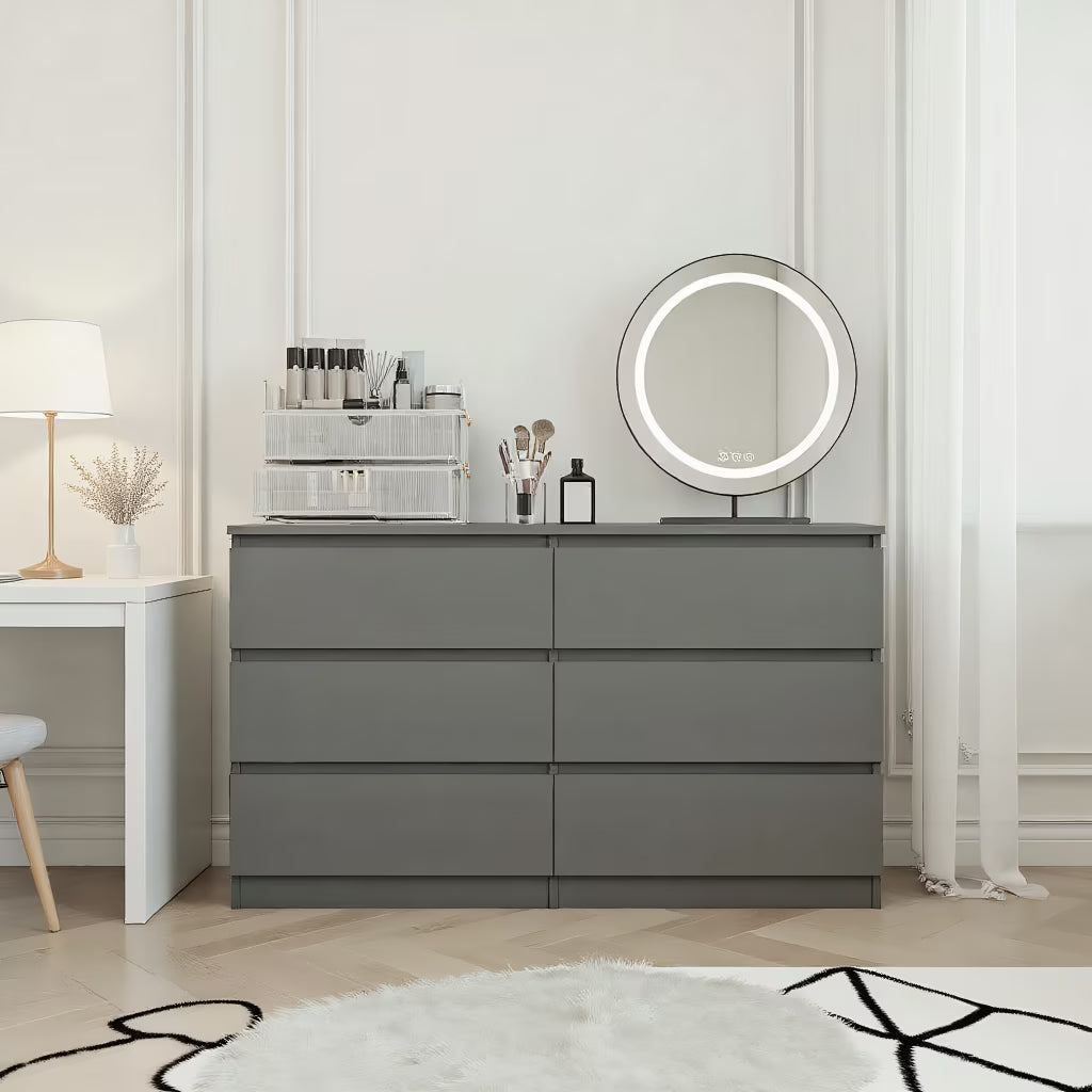 2026 New Kadyn Modern 6 Drawer Dresser Wood Cabinet,Dresser for Bedroom, Kitchen Storage Cabinet with Drawers, Chest of Drawers(Black) - Image 5