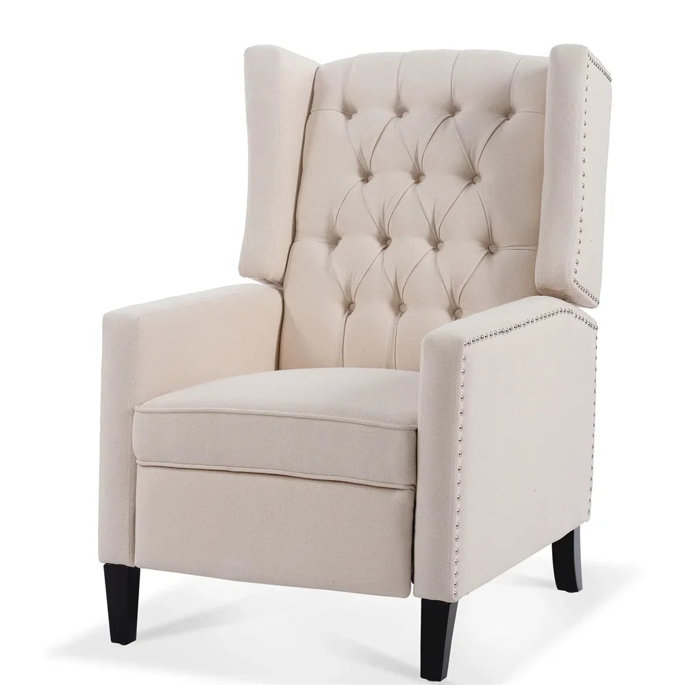 2026 New Triple Tree Modern Fabric Foam Wood Solid Print Nailhead Trim Accent Chair, Beige - Image 7
