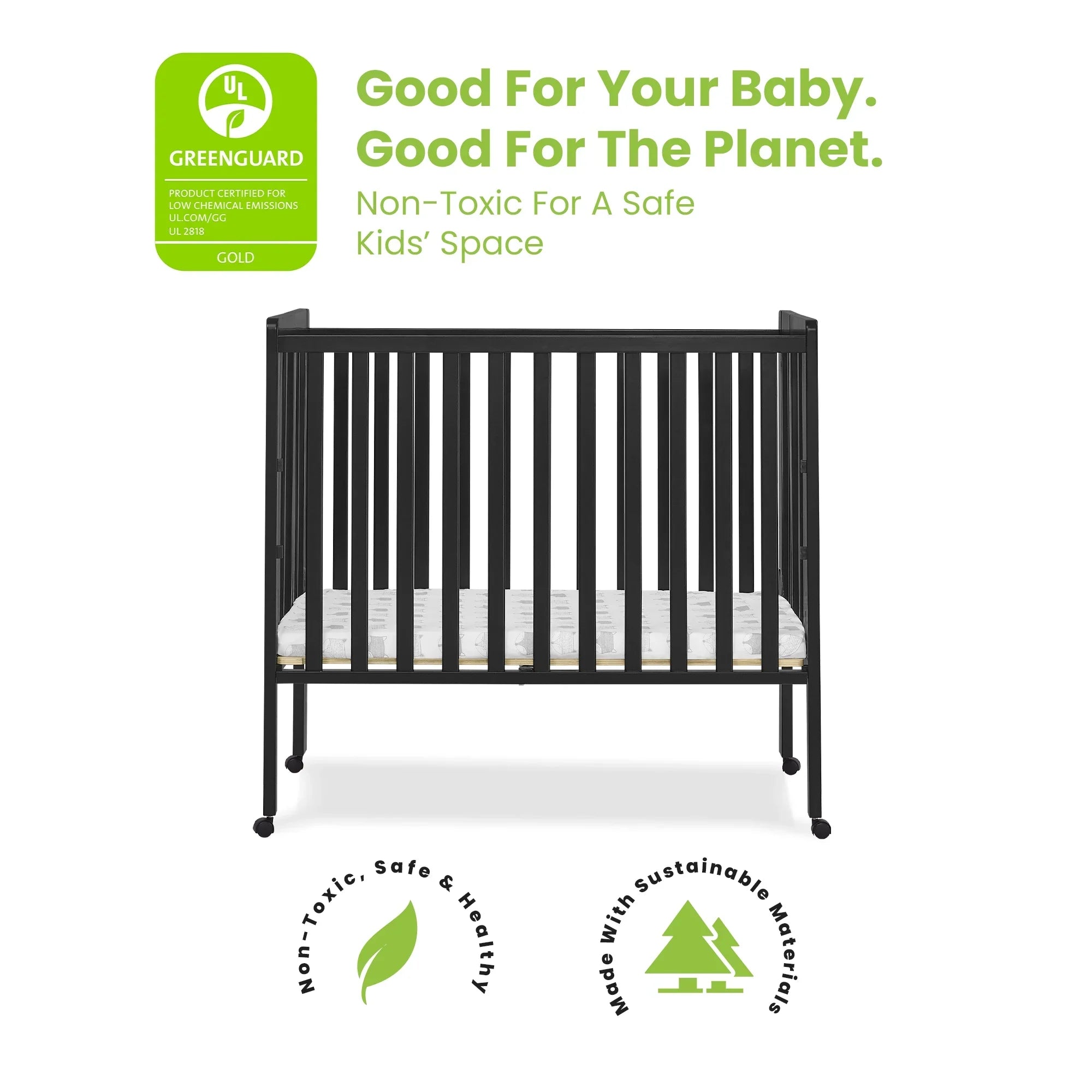 2026 New Delta Children Lee Portable Folding Mini Crib with 1.5-Inch Mattress - Greenguard Gold Certified, Bianca White - Image 43