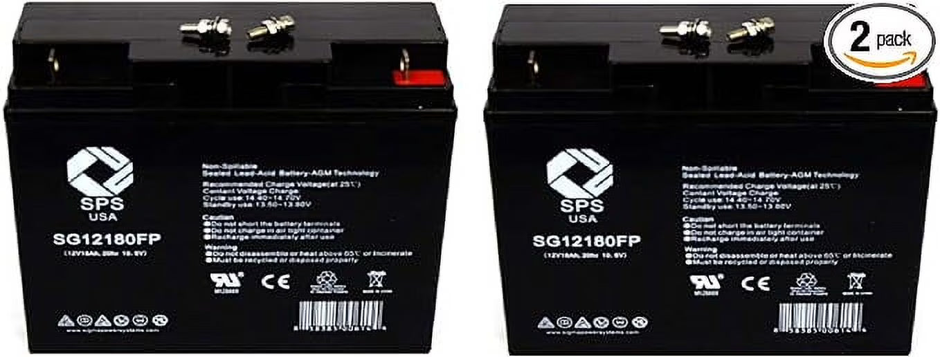 2026 New SPS Brand 12V 18Ah Replacement Battery (SG12180FP) for Pride Mobility SC54 Go Go Elite Traveller Plus 4 Wheel Replacement MKB ES17 12 scooter wheelchair (2 Pack)