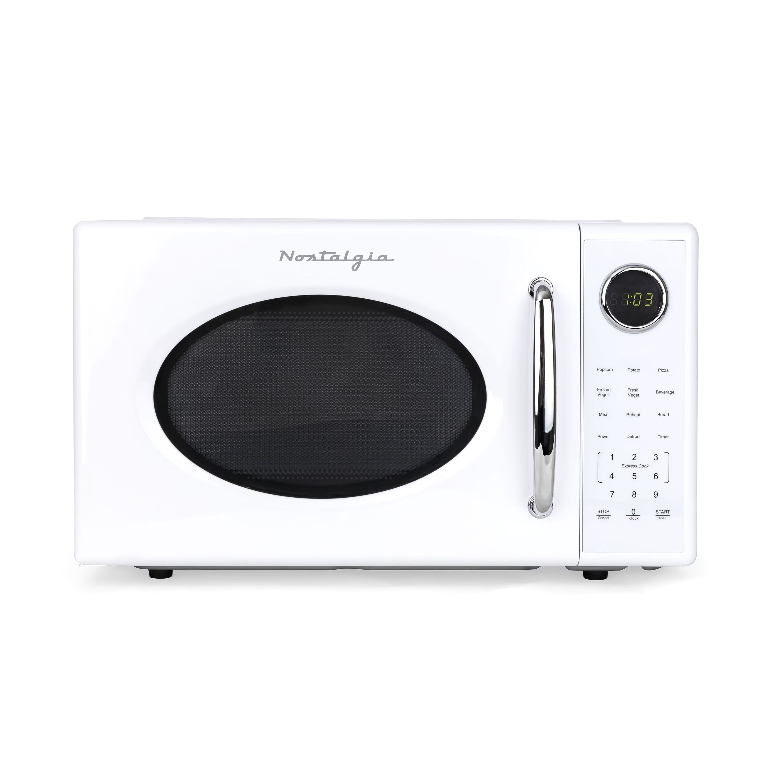 2026 New Nostalgia Retro Microwave Oven - 1.1 Cu Ft & 1000-Watt Countertop Size with Glass Turntable, Child Safety Lock, 8 Auto-Cook Programs & Digital Clock - Black - Image 7