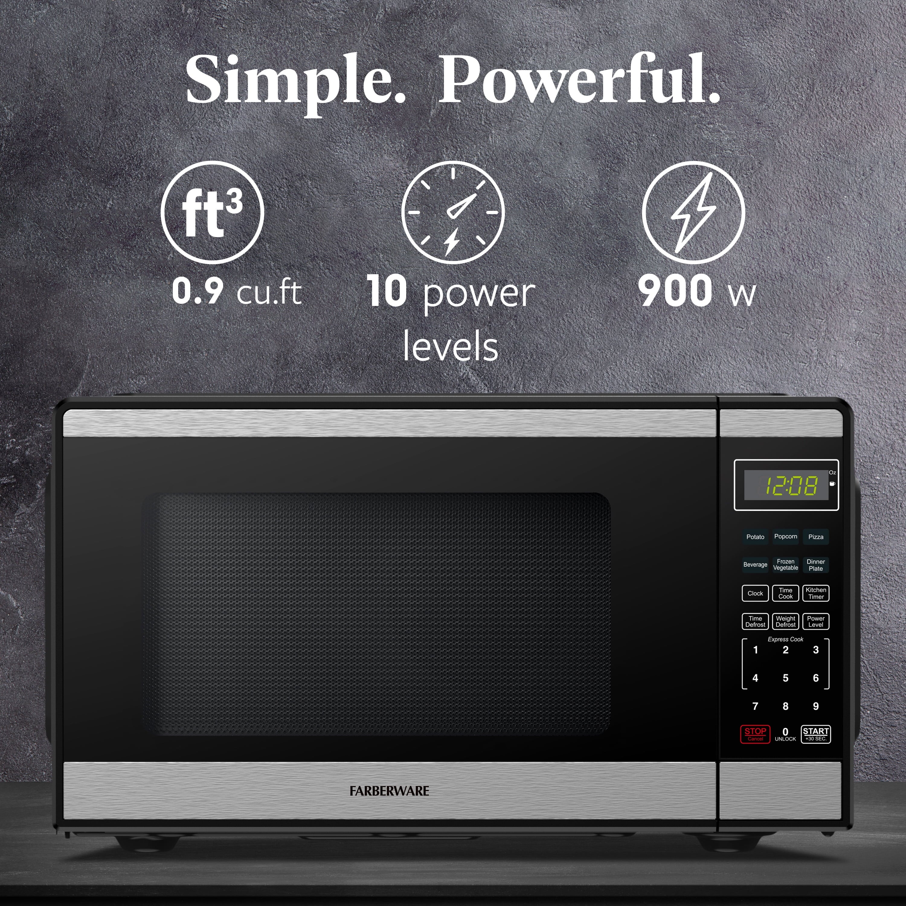 2026 New Farberware Countertop Microwave Ov 1100 Watts, 2.2 cu ft - Smart Sensor With LED Lighting and Child Lock - Perfect for Apartments and Dorms - Easy Clean Black Interior, Stainless Steel - Image 56