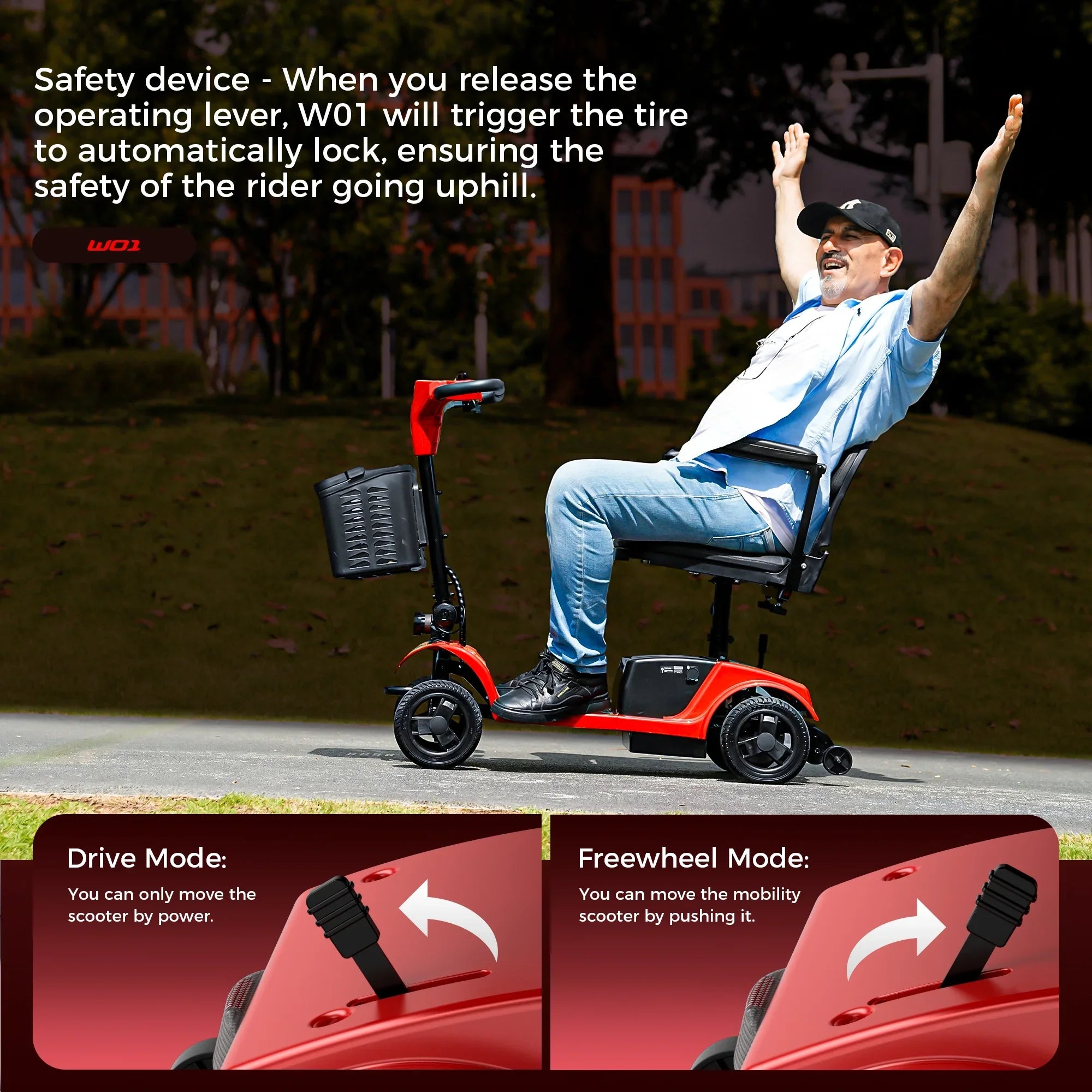 2026 New iScooter 4 Wheel Mobility Scooter for Seniors, Wider Seats & Foldale Electric Wheelchair Device for Travel, Upgraded for Superior Performance, Red - Image 7