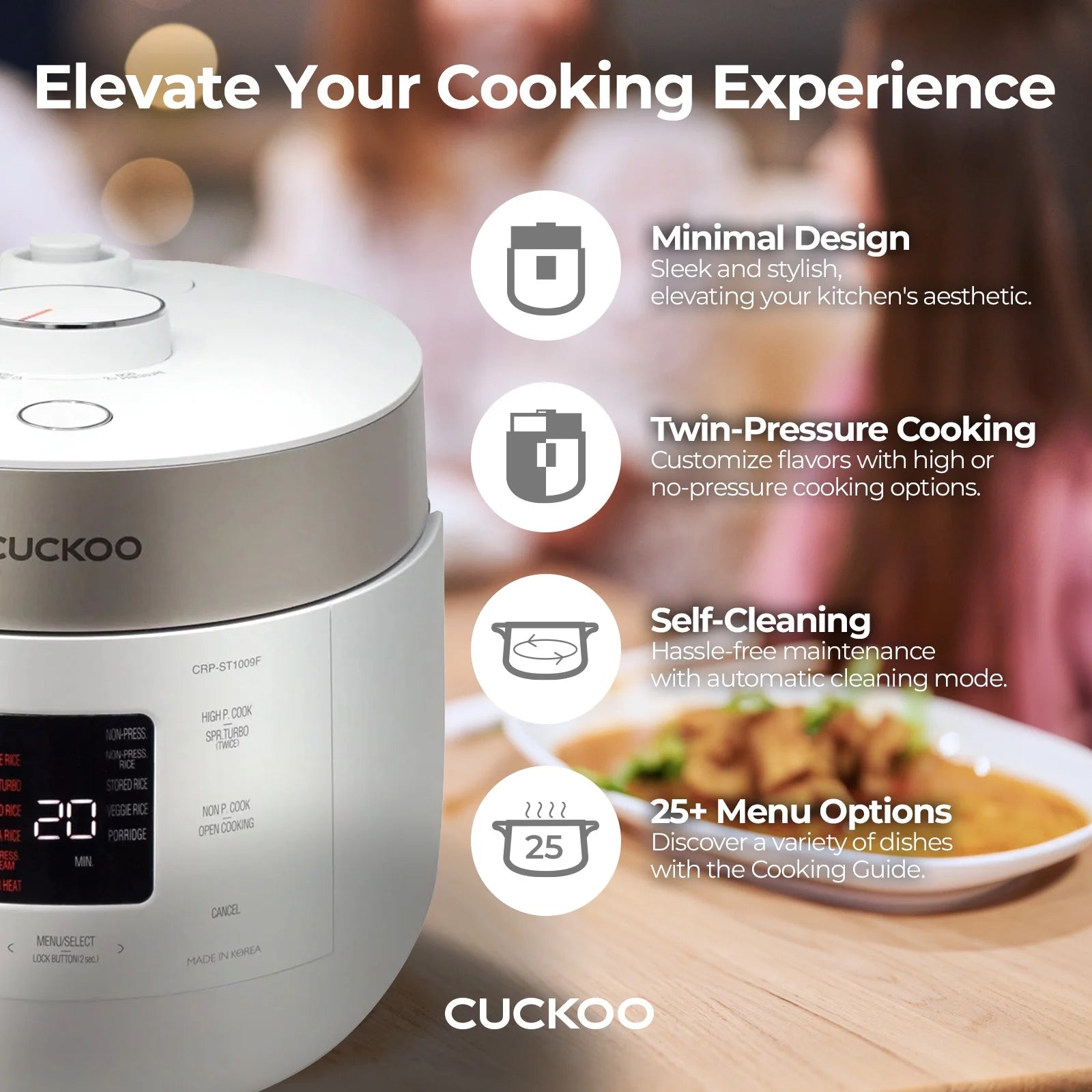 2026 New Cuckoo 6 Cup Dry, Twin Pressure Rice Cooker with Micom Logic Tech, Nonstick Pot, Warmer, 16 Menu Modes and Voice Guide - Image 3