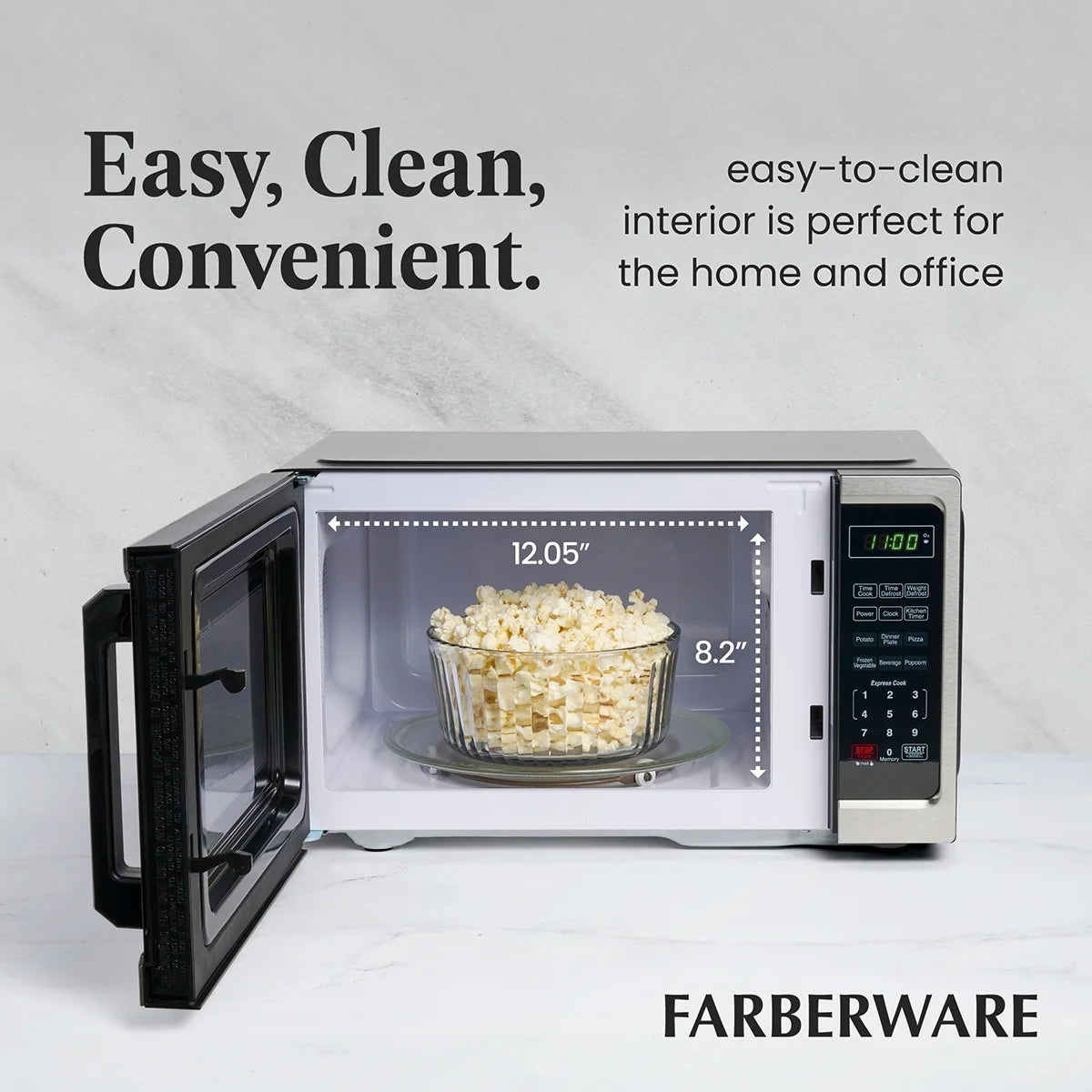 2026 New Farberware Classic 0.9 Cu. Ft 900-Watt Microwave Oven, Stainless Steel - Image 7