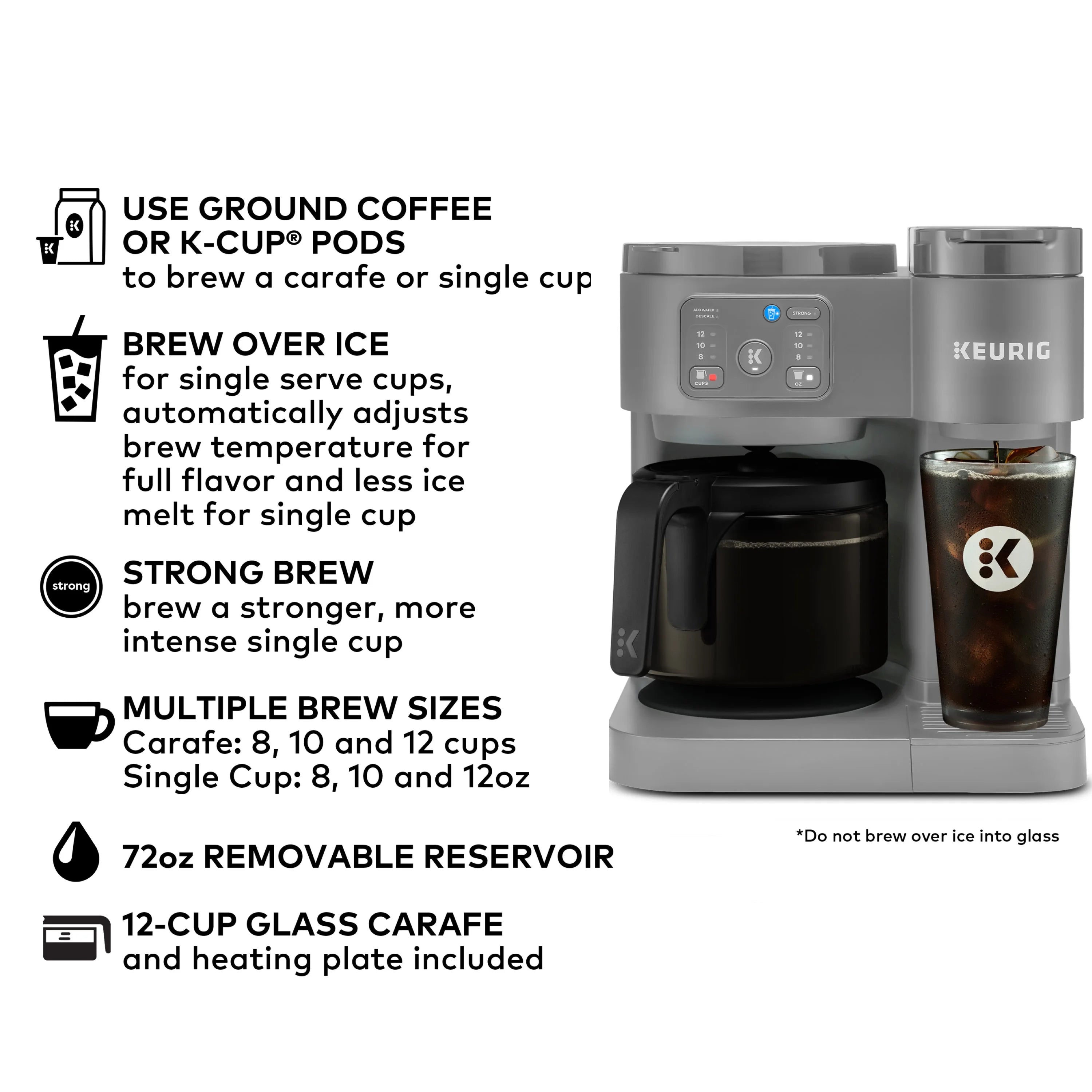 2026 New Keurig K-Duo Essentials, Hot & Iced Single-Serve K-Cup Pod Coffee Maker & Carafe, Moonlight Grey - Image 4