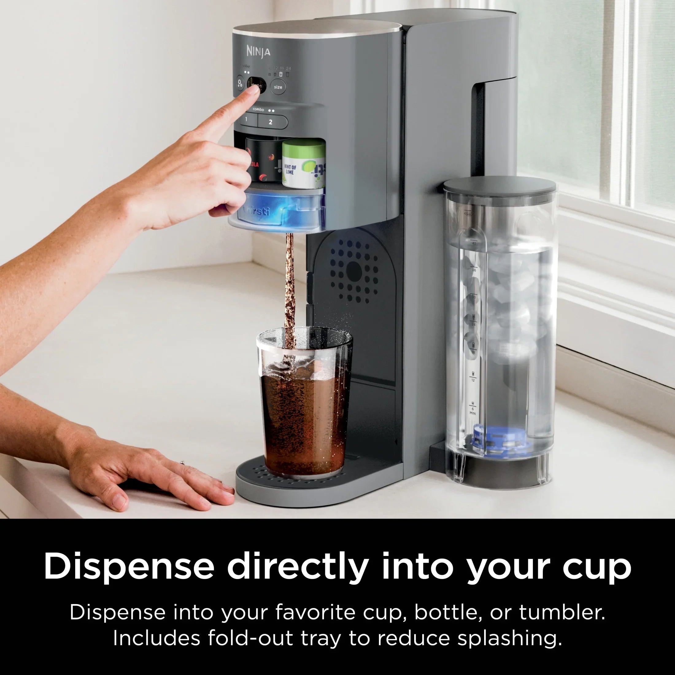 2026 New Ninja Thirsti Drink Maker, Still, Sparkling Custom Drink Kit, with CO2 Canister, Flavors, and 48 oz Reservoir - Image 7
