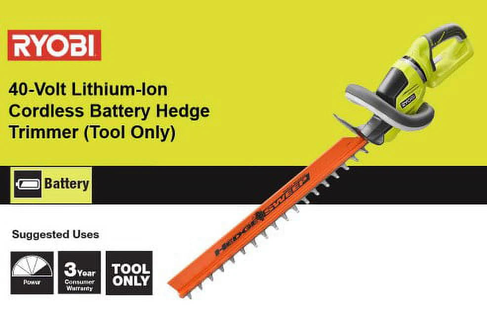 2026 New Ryobi 24 in. 40-Volt Lithium-Ion Cordless Battery Hedge Trimmer (Tool Only) - Image 5