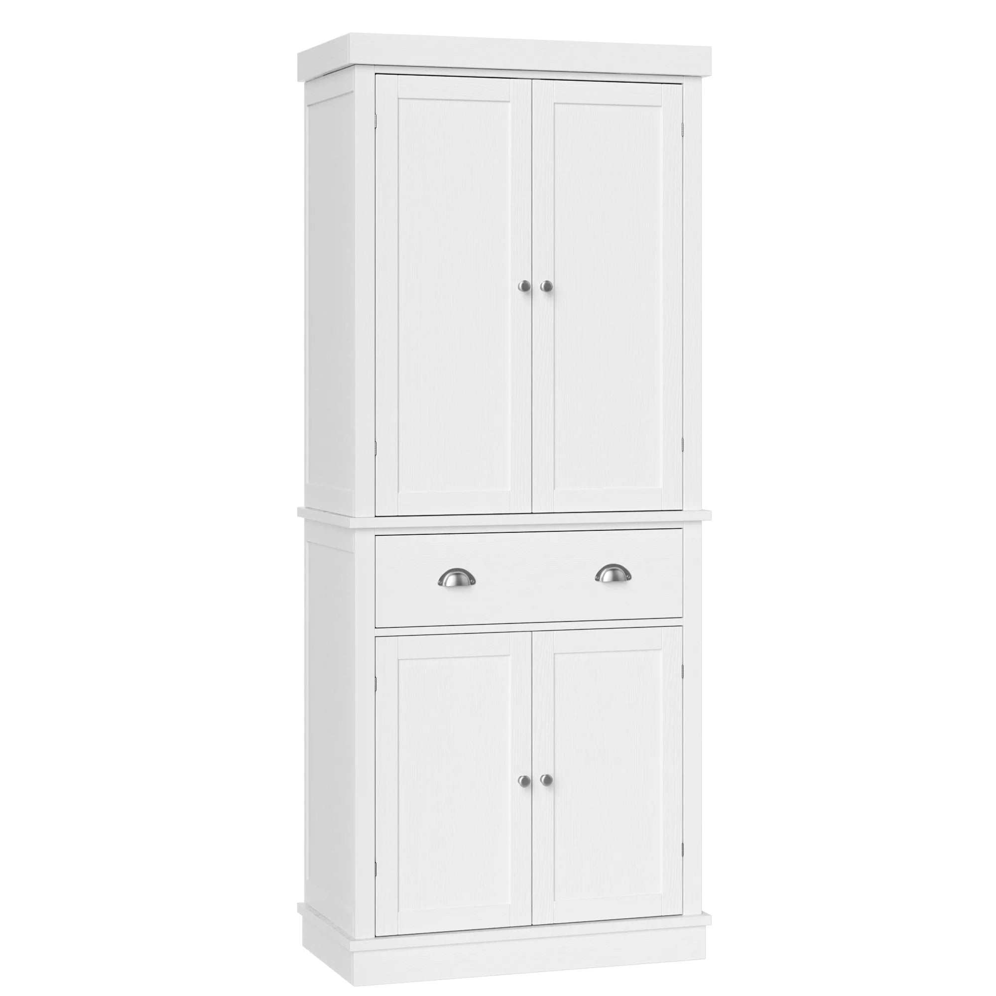 2026 New Homfa 72.4'' Tall Kitchen Pantry with 4 Doors, Large Drawer Shelves Wood Pantry Storage Cabinet for Dining Room Living Room, White - Image 5