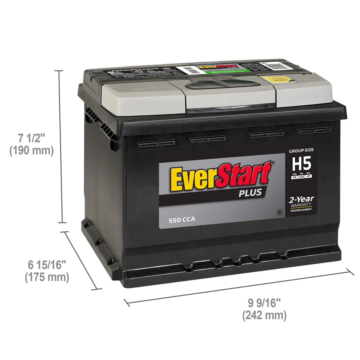 2026 New EverStart Plus Lead Acid Automotive Battery, Group Size H5 / LN2 / 47 12 Volt, 550 CCA 80RC - Image 6