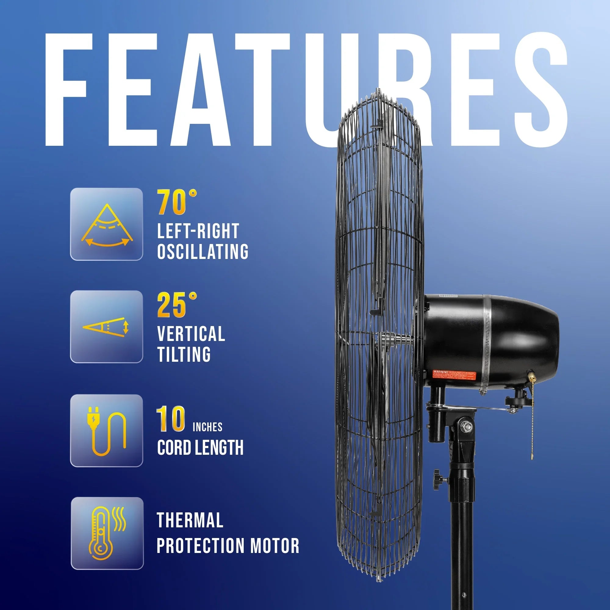2026 New Tornado - 20 Inch High Velocity Metal Oscillating Pedestal Fan - Commercial, Industrial Use Water-Resistant - Image 22