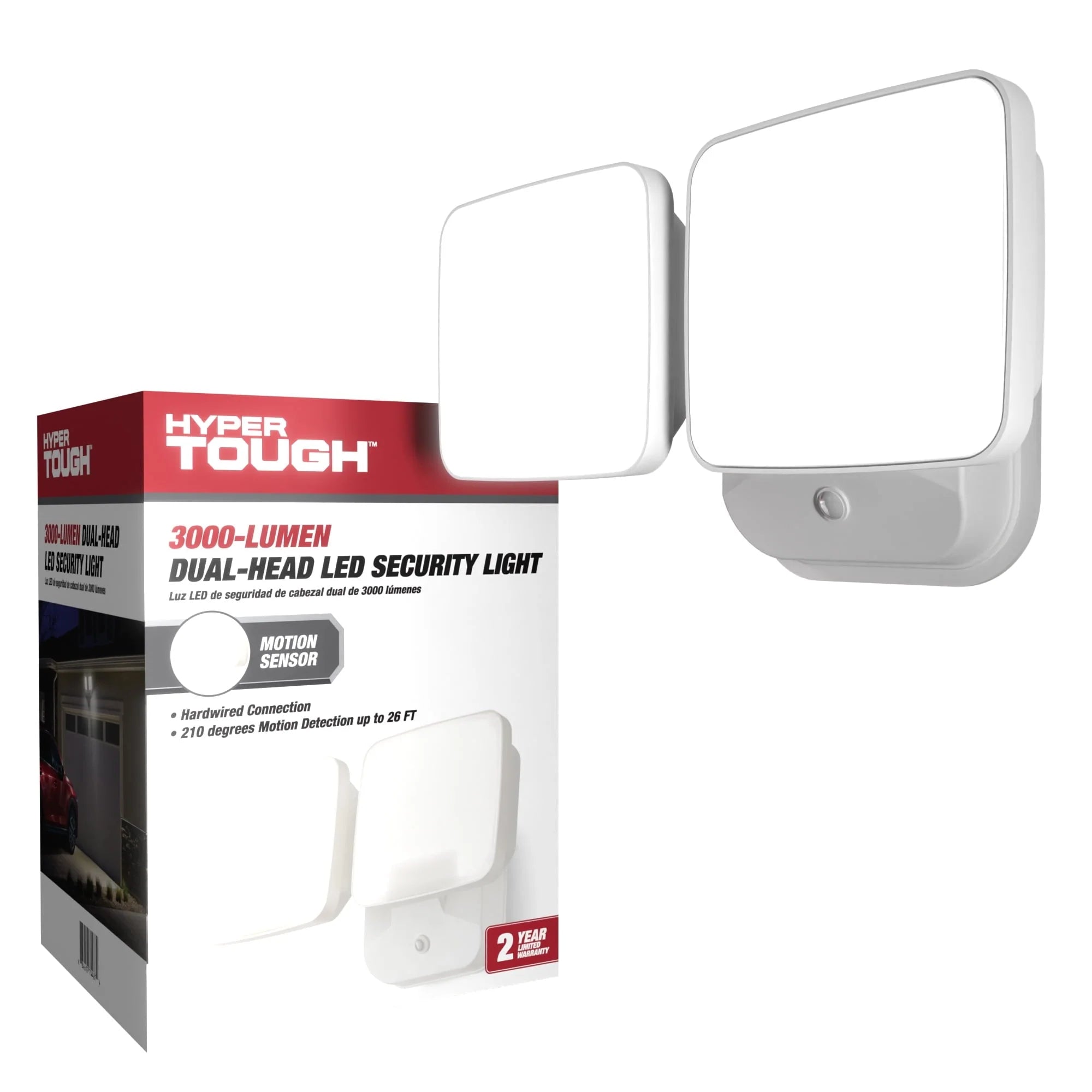 2026 New Hyper Tough 3000 Lumen Motion Activated LED Security Light with Adjustable Dual Lamp Heads, Hardwired