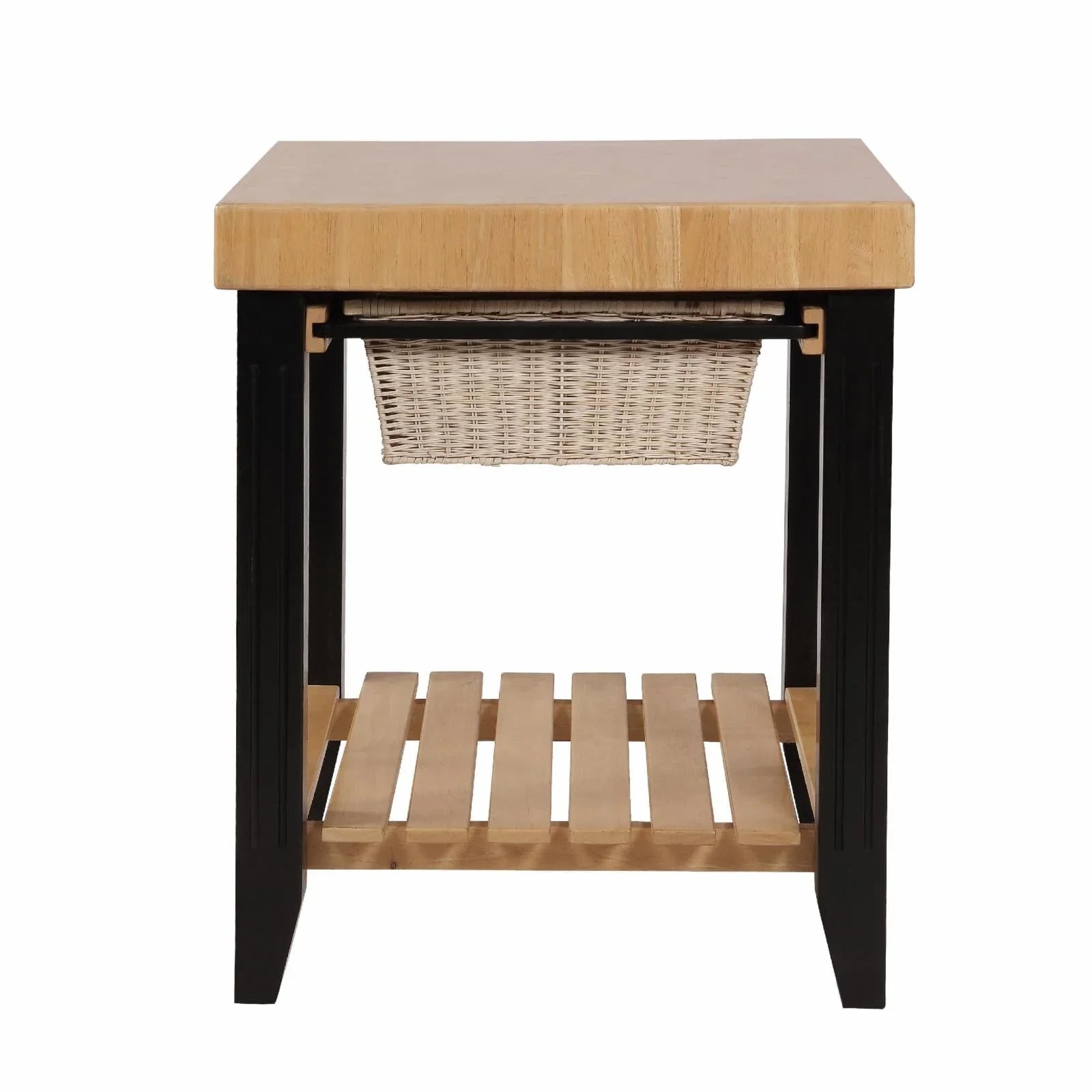 2026 New Kolton Square Kitchen Island, Black and Natural with Butcher Block Top - Image 3