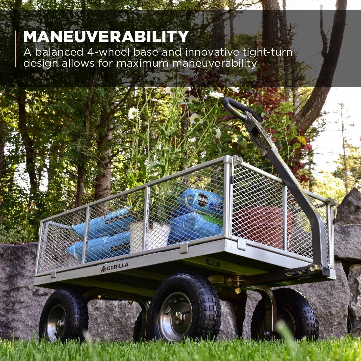 2026 New Gorilla Carts 1000-lb. Capacity Steel Utility Cart, Model #GOR1001-Com, 13-inch Pneumatic Tires - Image 5
