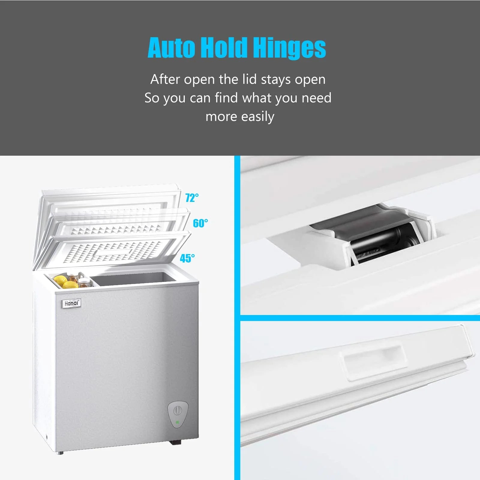 2026 New WANAI Chest Freezer 3.5 Cu Ft,Small Chest Freezer,Upright Single Door Refrigerator,White - Image 8